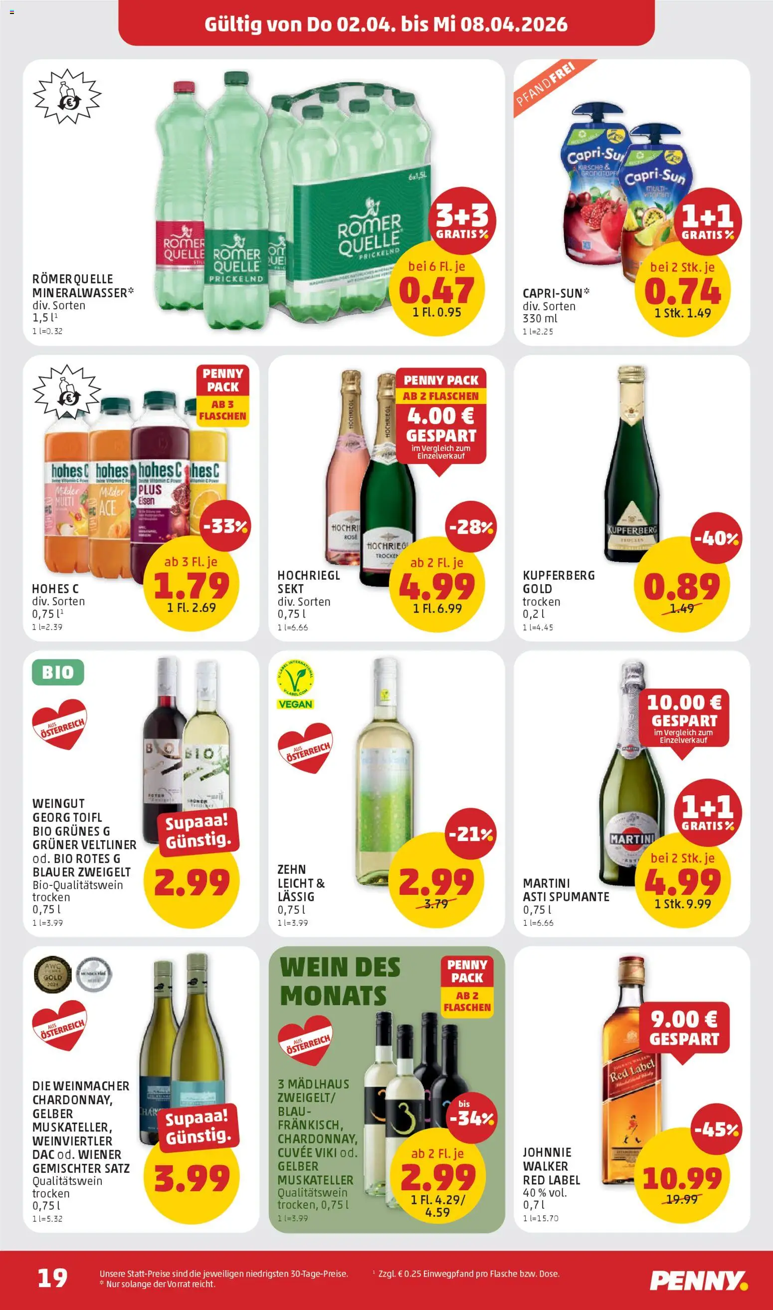 Penny Markt Flugblatt gültig ab 02.04.2026 | Seite: 19 | Produkte: Wein