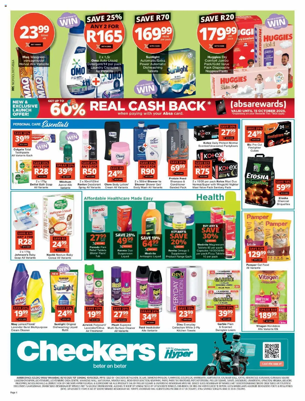 New Checkers catalogue – valid from 06.10.2025 | Page: 4 | Products: Tablet, Detergente líquido, Bath, Body wash
