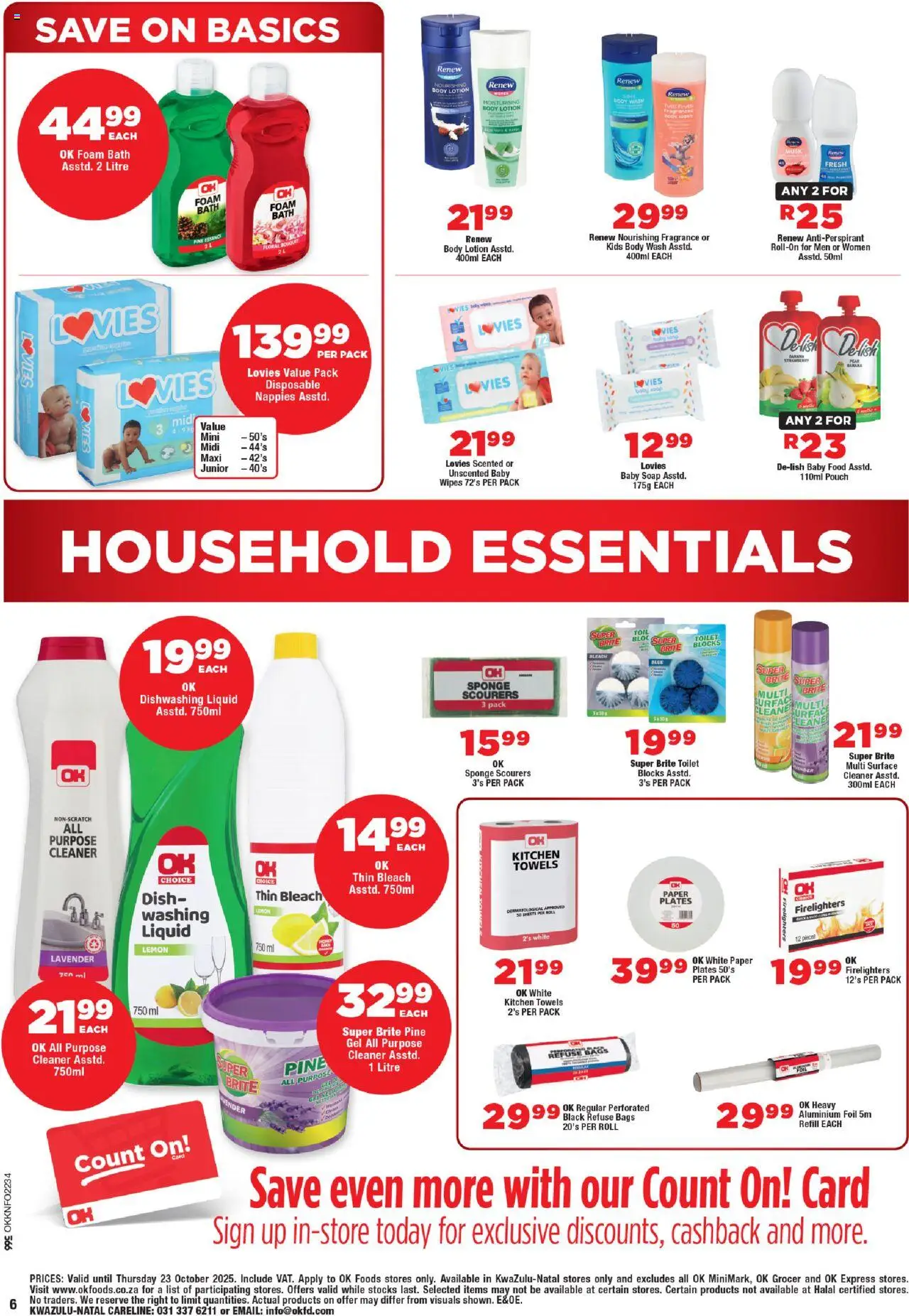 New OK Foods catalogue – valid from 15.10.2025 | Page: 6 | Products: Toilet, Foam, Nappies, Paper plates