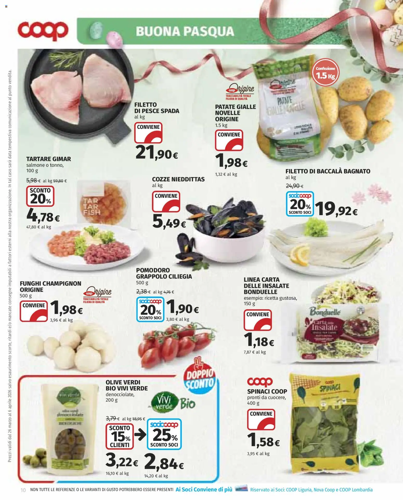 Volantino COOP del 26.03.2026 | Pagina: 10 | Prodotti: Cozze, Patate, Funghi, Pesce spada