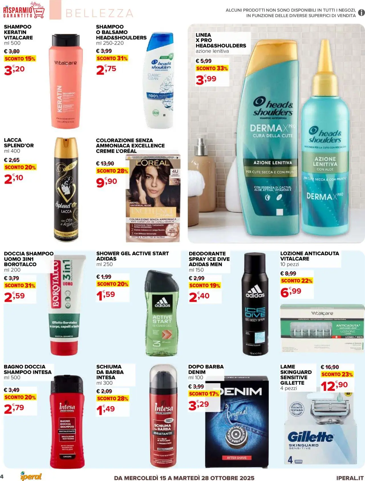 Volantino Iperal del 15.10.2025 | Pagina: 4 | Prodotti: Balsamo, Deodorante, Bagno, Doccia