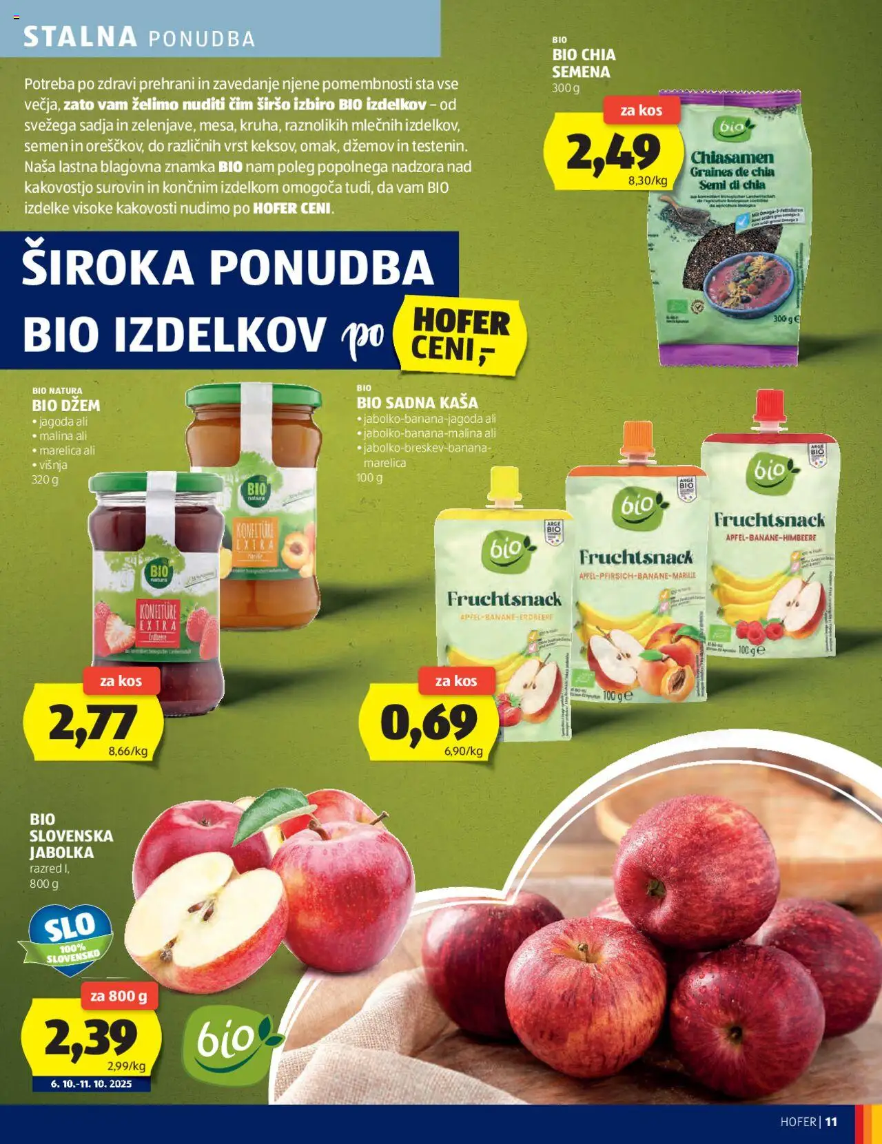Novi Hofer katalog ponudbe – veljaven od 02.10.2025 | Stran: 11 | Izdelki: Džem, Kos, Jabolka