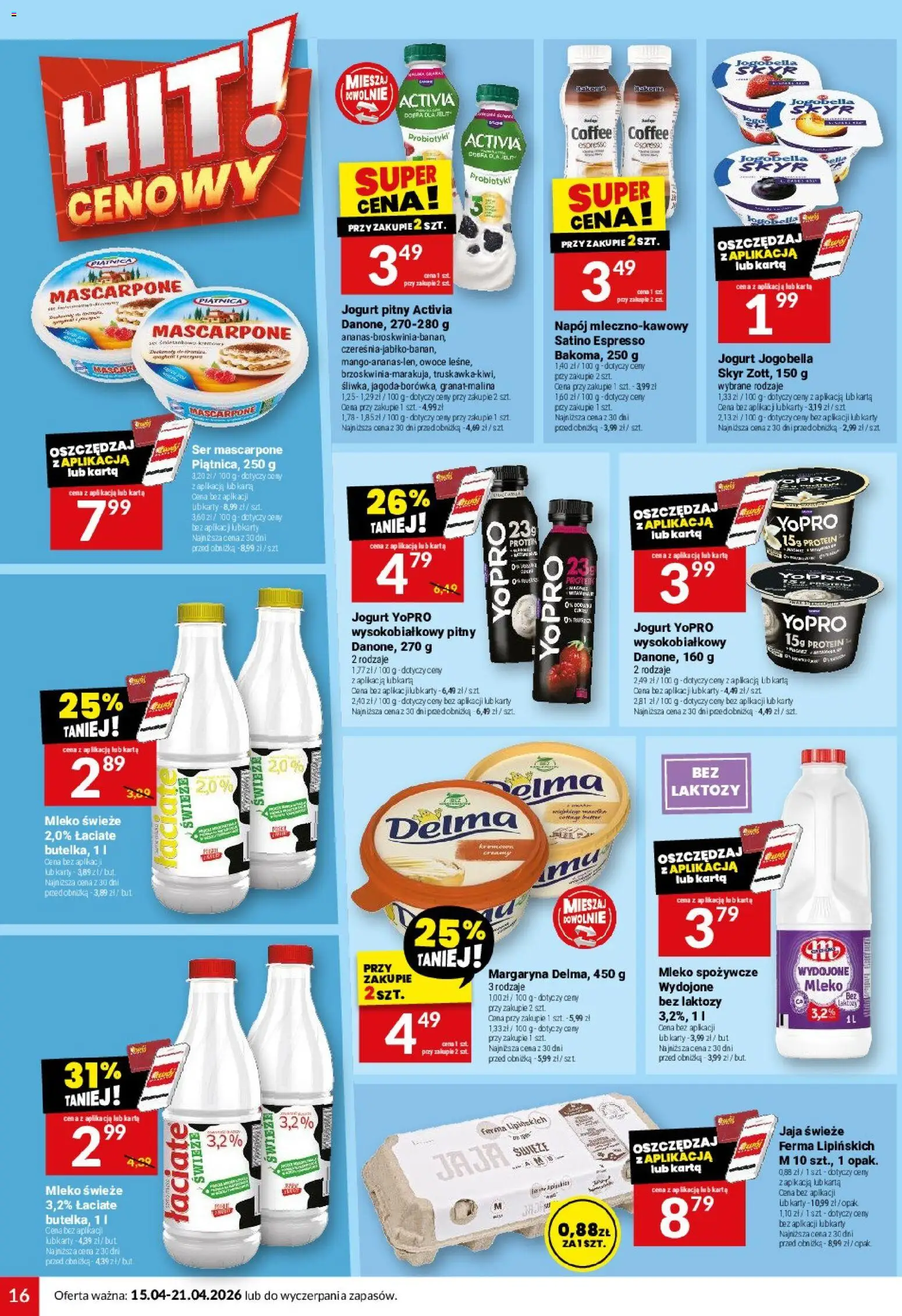 Twój Market gazetka od 15.04.2026 | Strona: 16 | Produkty: Jogurt pitny, Ser, Ser mascarpone, Skyr