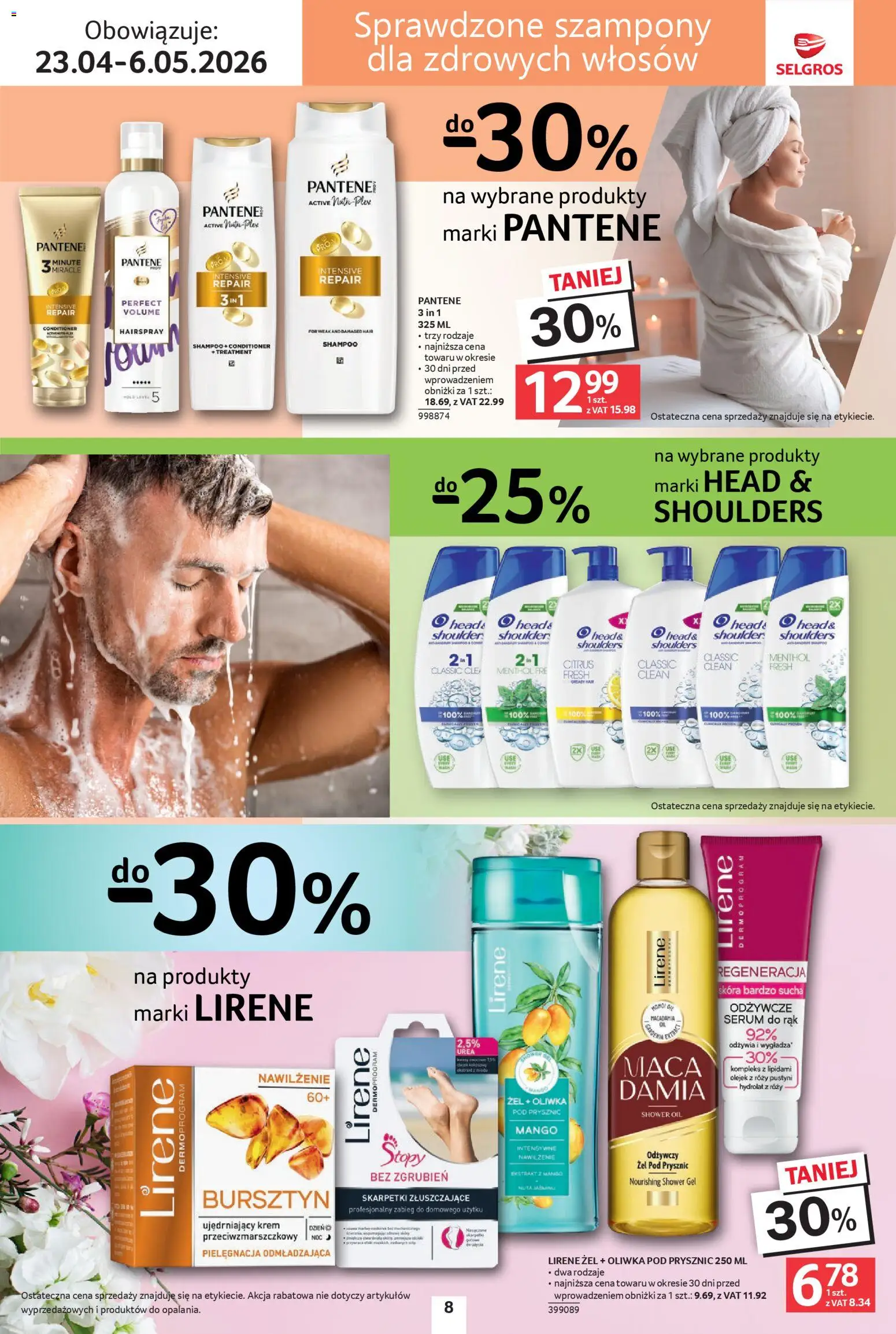 Selgros cash&carry gazetka - Uroda od 23.04.2026 | Strona: 8 | Produkty: Skarpetki, Skarpetki złuszczające, Żel pod prysznic, Krem