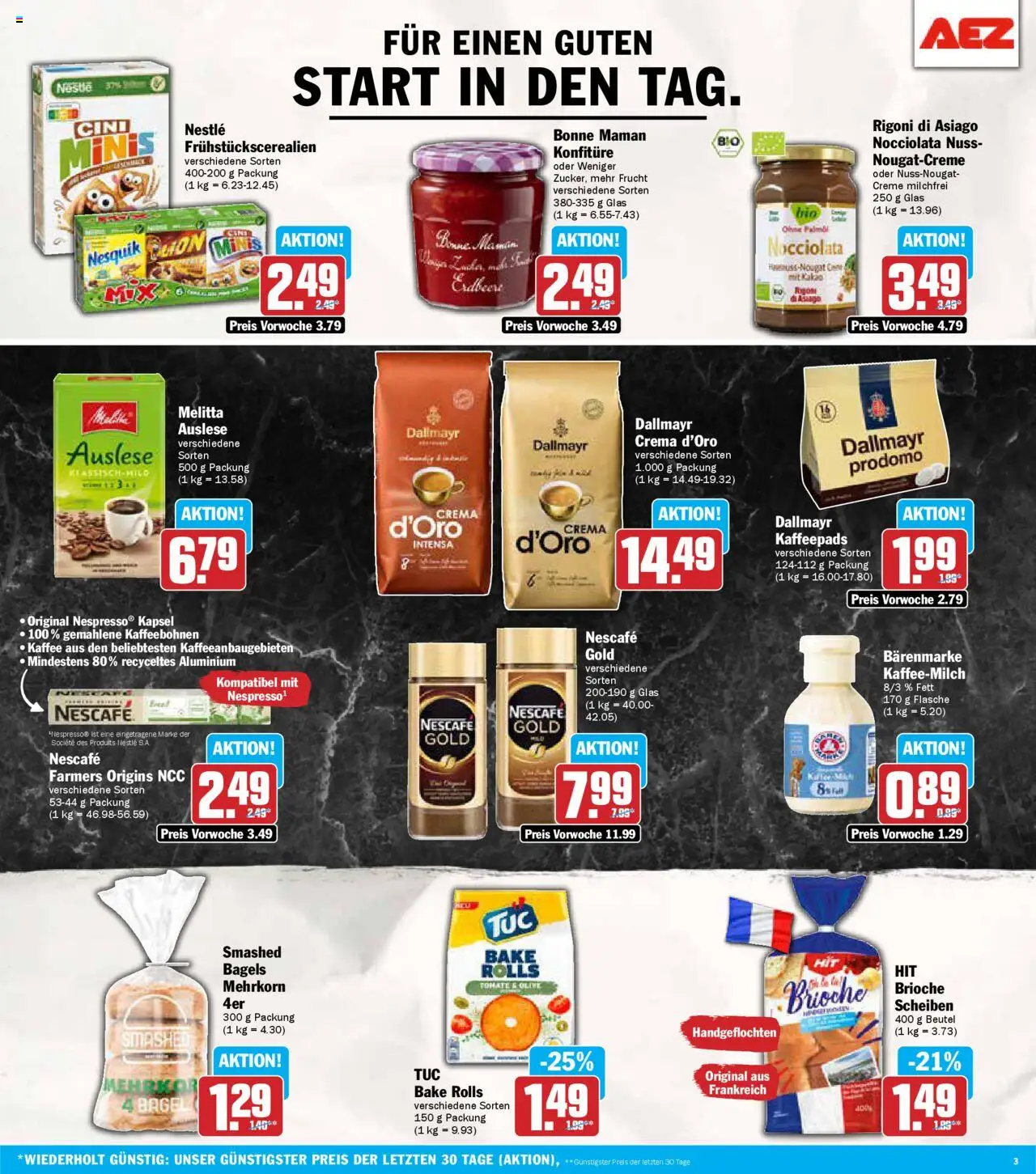 AEZ Prospekt 	 - gültig ab dem 04.08.2025 | Seite: 3 | Produkte: Melitta, Nesquik, Dallmayr, Bonne maman