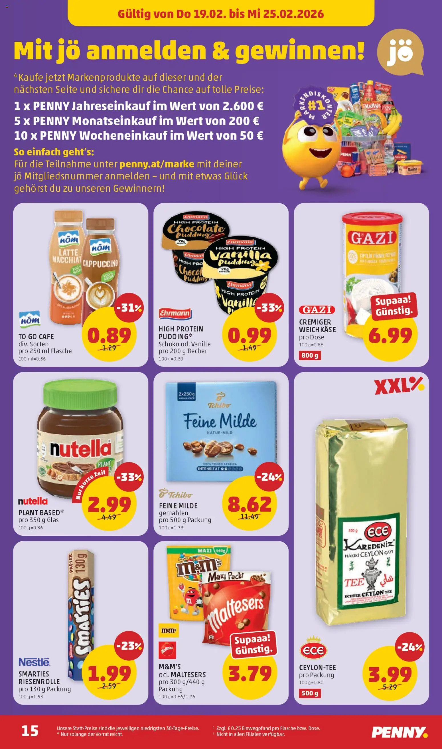 Penny Markt Flugblatt gültig ab 19.02.2026 | Seite: 15 | Produkte: Käse, Tee