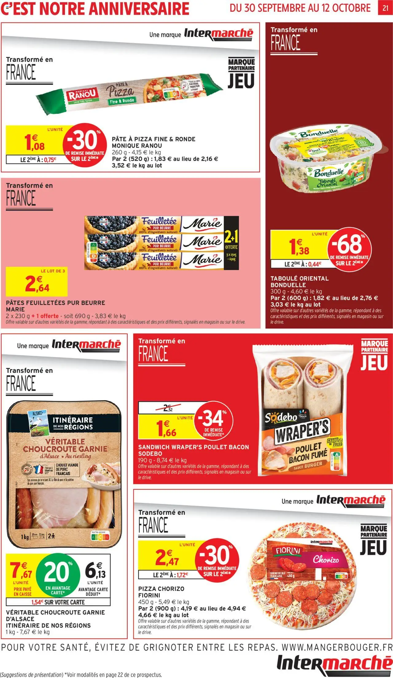  | Page: 21 | Produits: Sandwich, Pâte à pizza, Huile, Pâtes