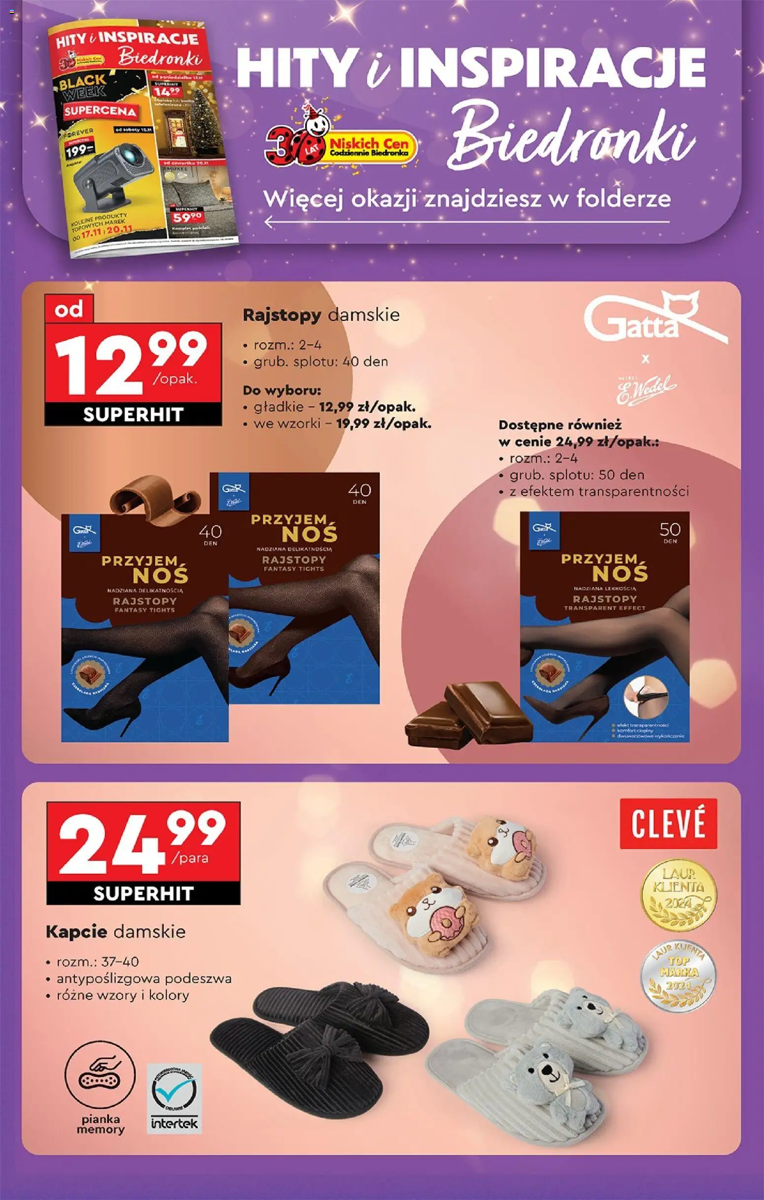 Biedronka gazetka - Oferta w tym tygodniu od 20.11.2025 | Strona: 82 | Produkty: Kapcie, Rajstopy, Gatta