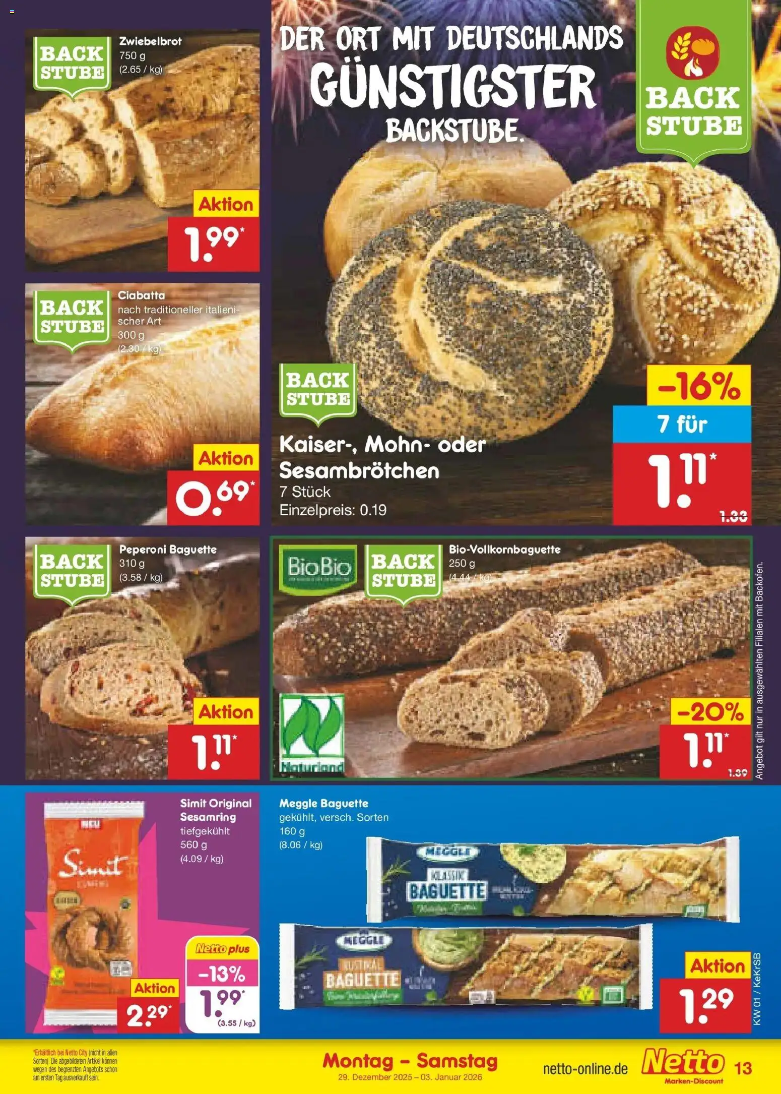 Netto Marken-Discount prospekt Bonn	 – gültig ab 28.12.2025 | Seite: 13 | Produkte: Baguette