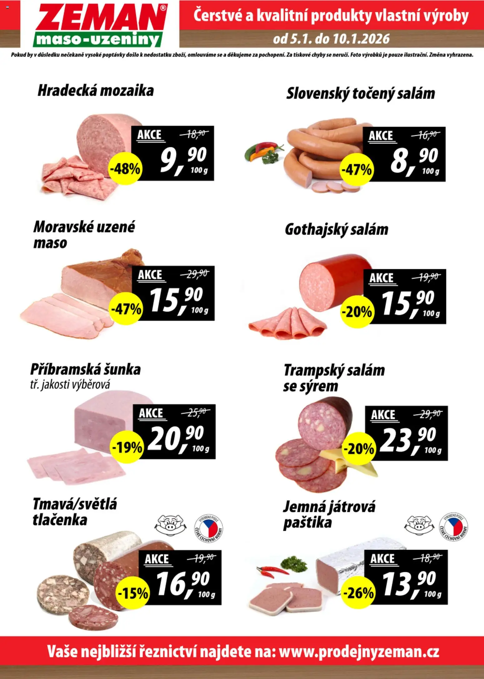 Prodejny Zeman leták od 05.01.2026 | Strana: 2 | Produkty: Salám, Gothajský salám, Maso, Paštika