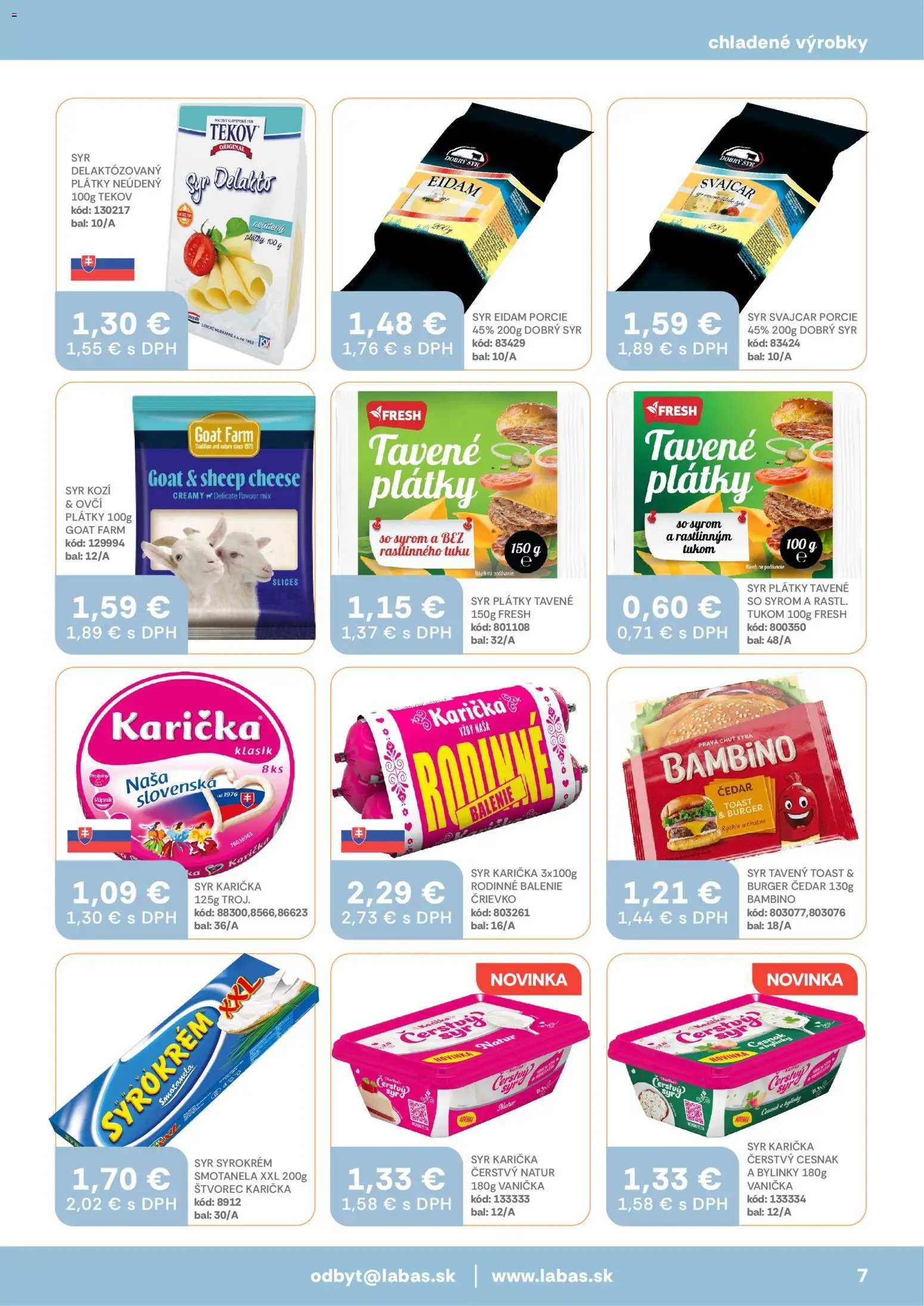 Nové Labaš akcie – leták je platný od 13.03.2026 | Strana: 7 | Produkty: Syr, Eidam, Cesnak