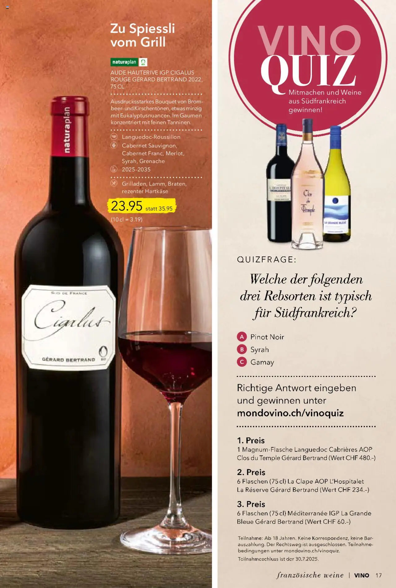 Coop Aktionen Vino ab 11.07.2025 | Seite: 17 | Produkte: Rouge, Grill