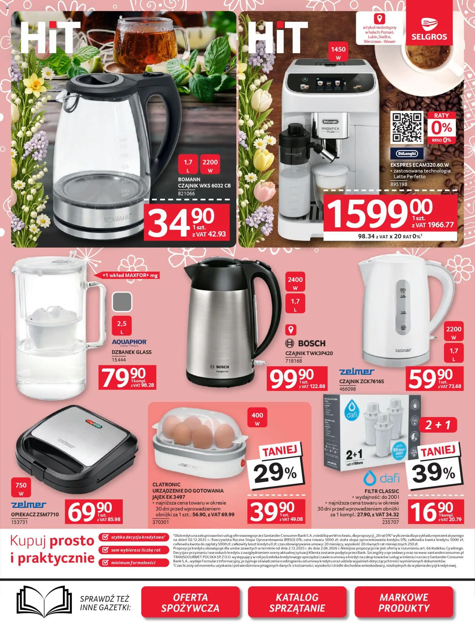 Selgros cash&carry gazetka - Oferta przemysłowa od 26.03.2026 | Strona: 4 | Produkty: Dzbanek, Czajnik, Opiekacz