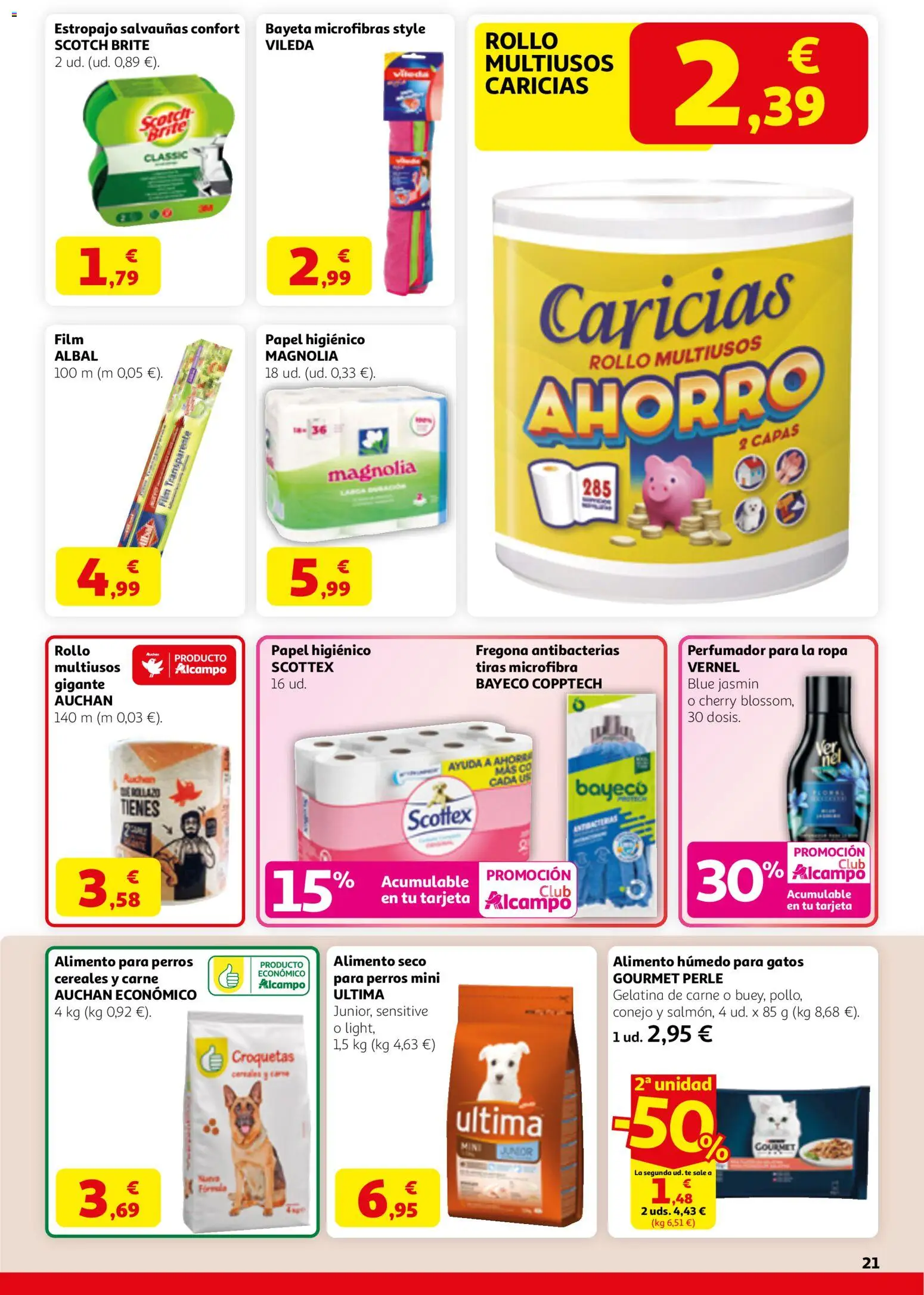Alcampo HG Nacional │ válido desde el 12.03.2026 | Página: 21 | Productos: Papel higienico, Cereales, Ropa, Croquetas