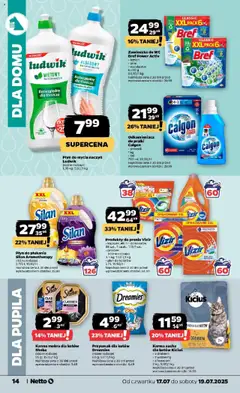 Netto gazetka - Spożywcza od 17.07.2025 | Strona: 14 | Produkty: Calgon, Karma dla kotów, Wołowina, Płyn do mycia naczyń