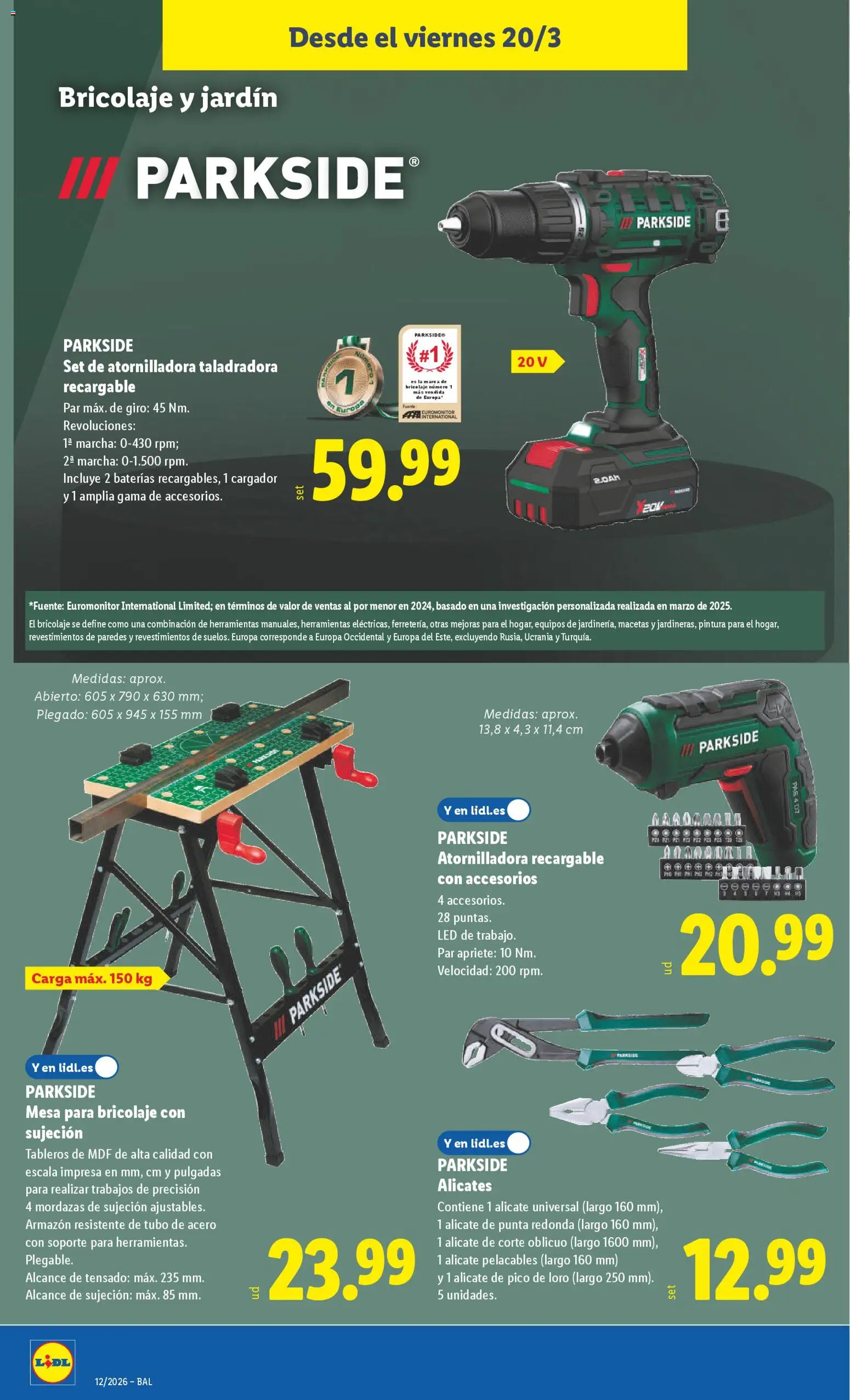 Lidl folleto de bazar │ válido desde el 16.03.2026 | Página: 20 | Productos: Mesa