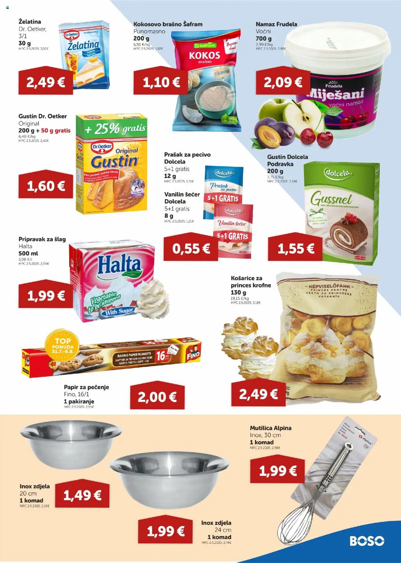 Boso katalog | vrijedi od 31.07.2025 | Stranica: 7 | Proizvodi: Podravka, Papir za pečenje, Šećer, Pecivo