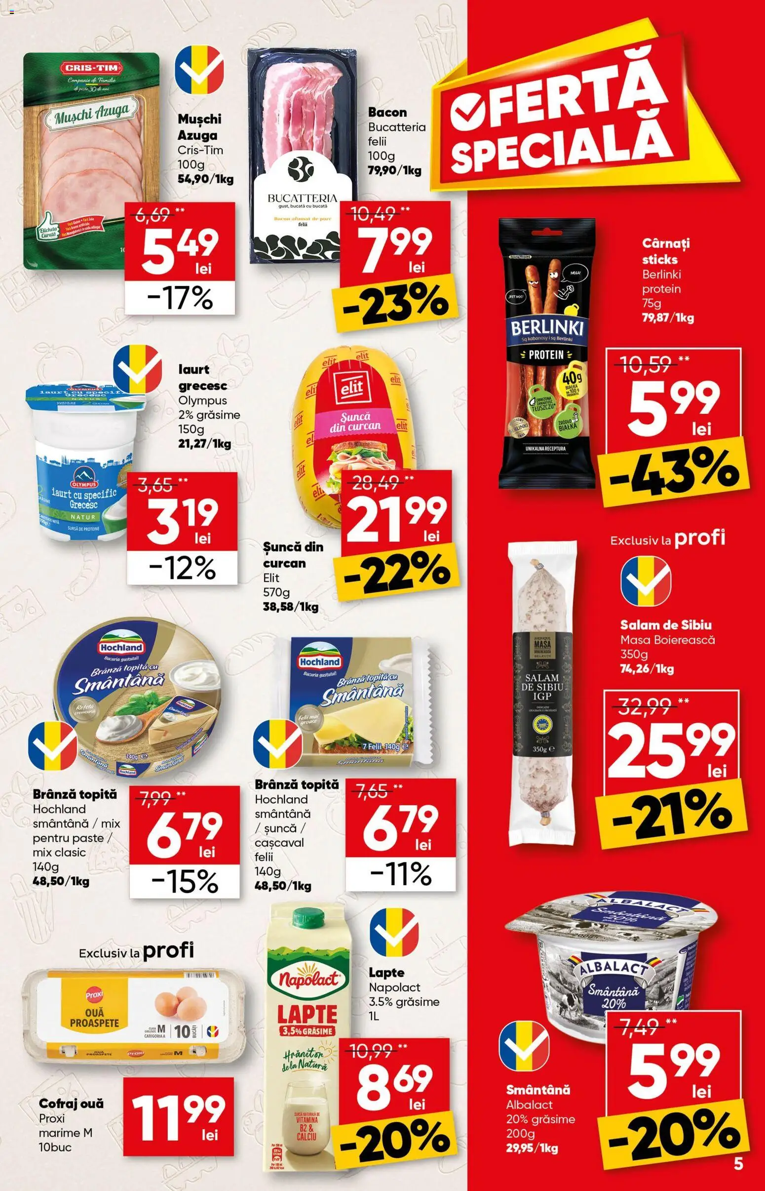 Noul catalog Profi – valabil de la 29.04.2026 | Pagină: 5 | Produse: Masaüstü kılıfı, Brânză, Salam, Smântână