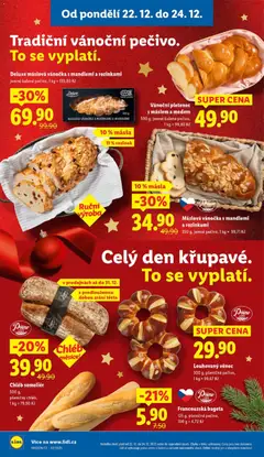 Náhled letáku Francouzská bageta, 125 g, pšeničné pečivo, 100 g = 4,72 Kč od 22.12.2025 | Strana: 12 | Produkty: Chléb, Deluxe, Vánočka, Bageta