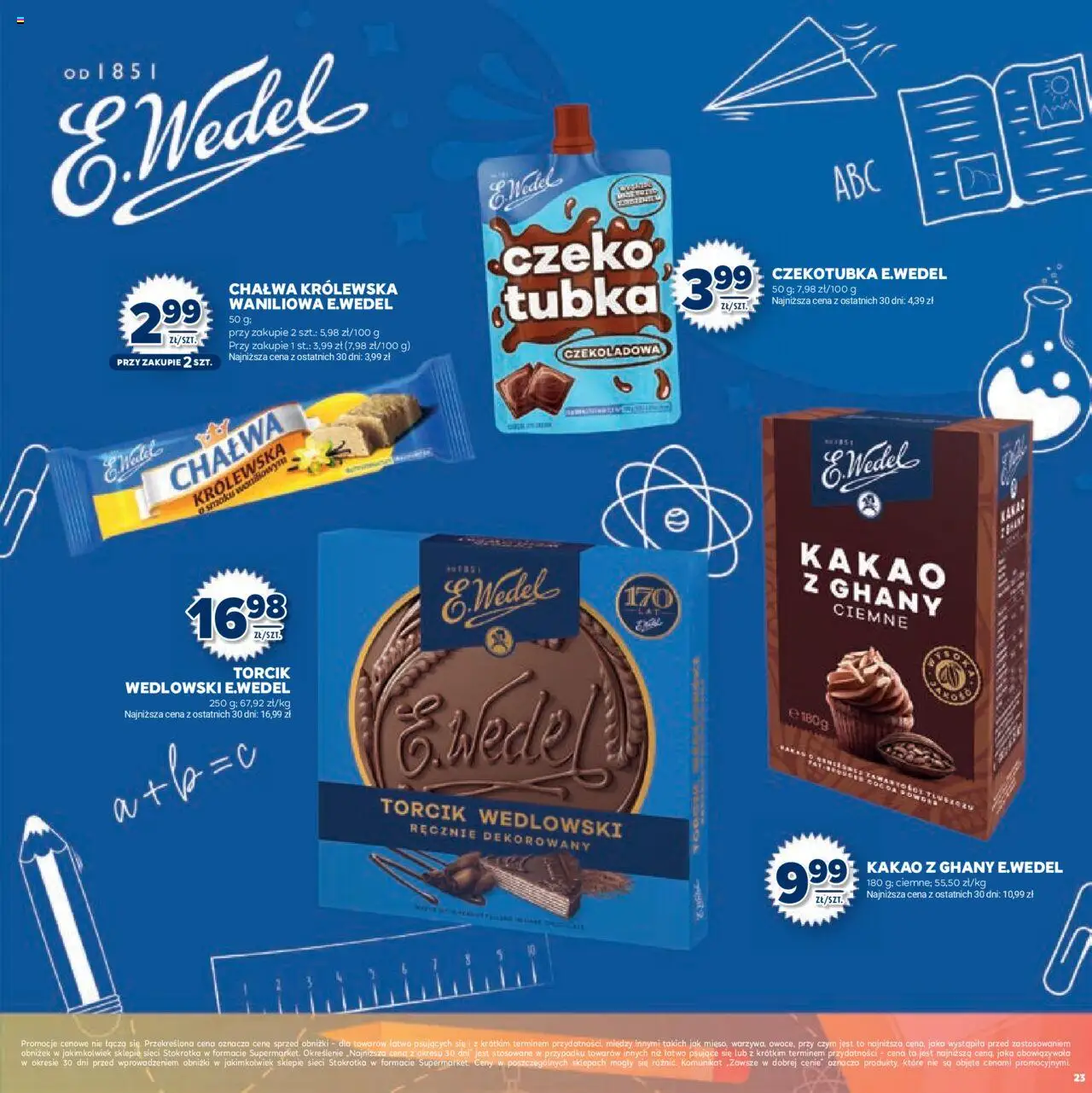 Stokrotka Gazetka - Witaj Szkoło od 13.08.2025 | Strona: 23 | Produkty: Czekoladowa, Kakao, Stokrotka, Torcik wedlowski