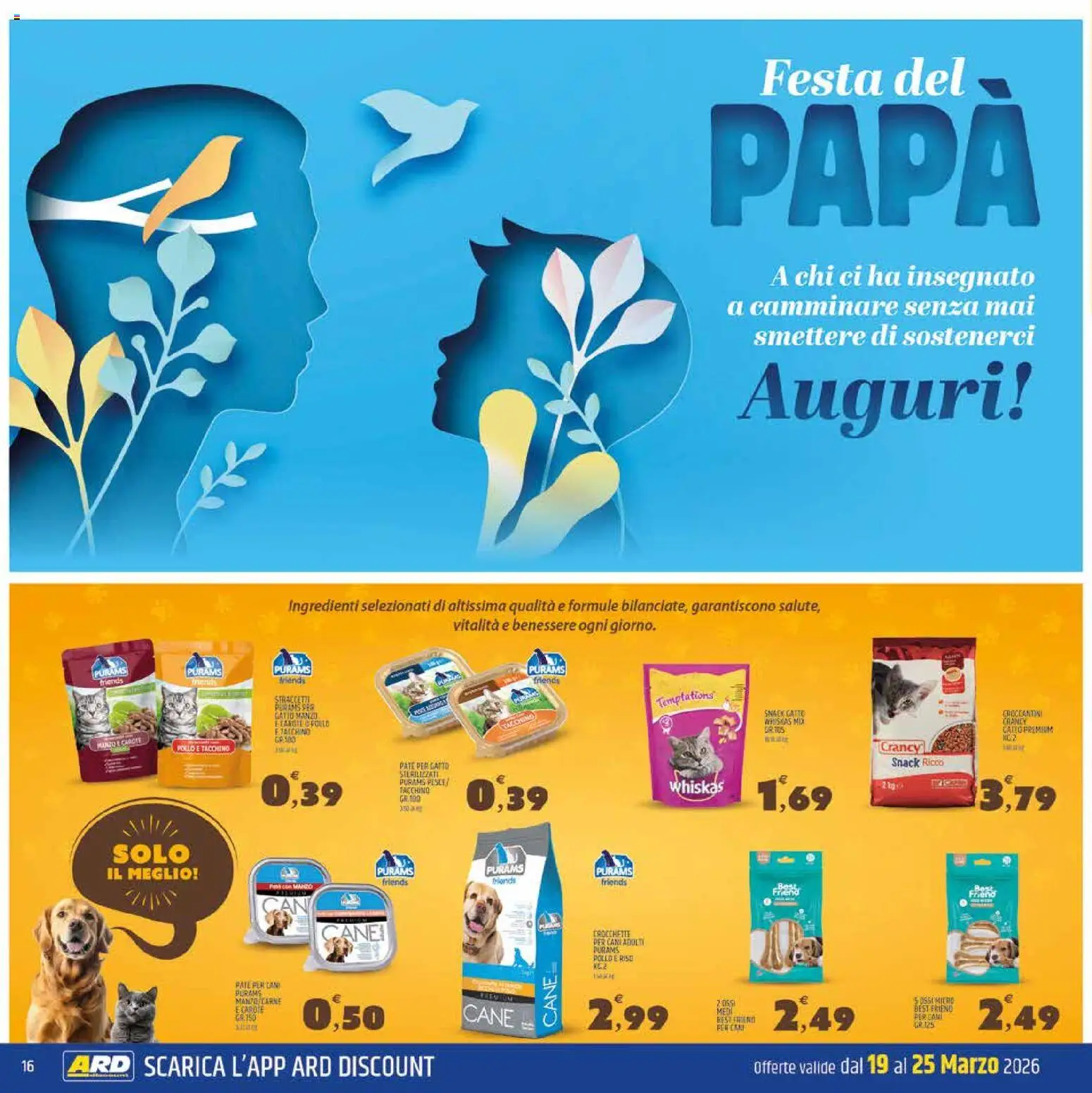 Volantino ARD Discount del 19.03.2026 | Pagina: 16 | Prodotti: Paté, Pollo, Carote, Crocchette