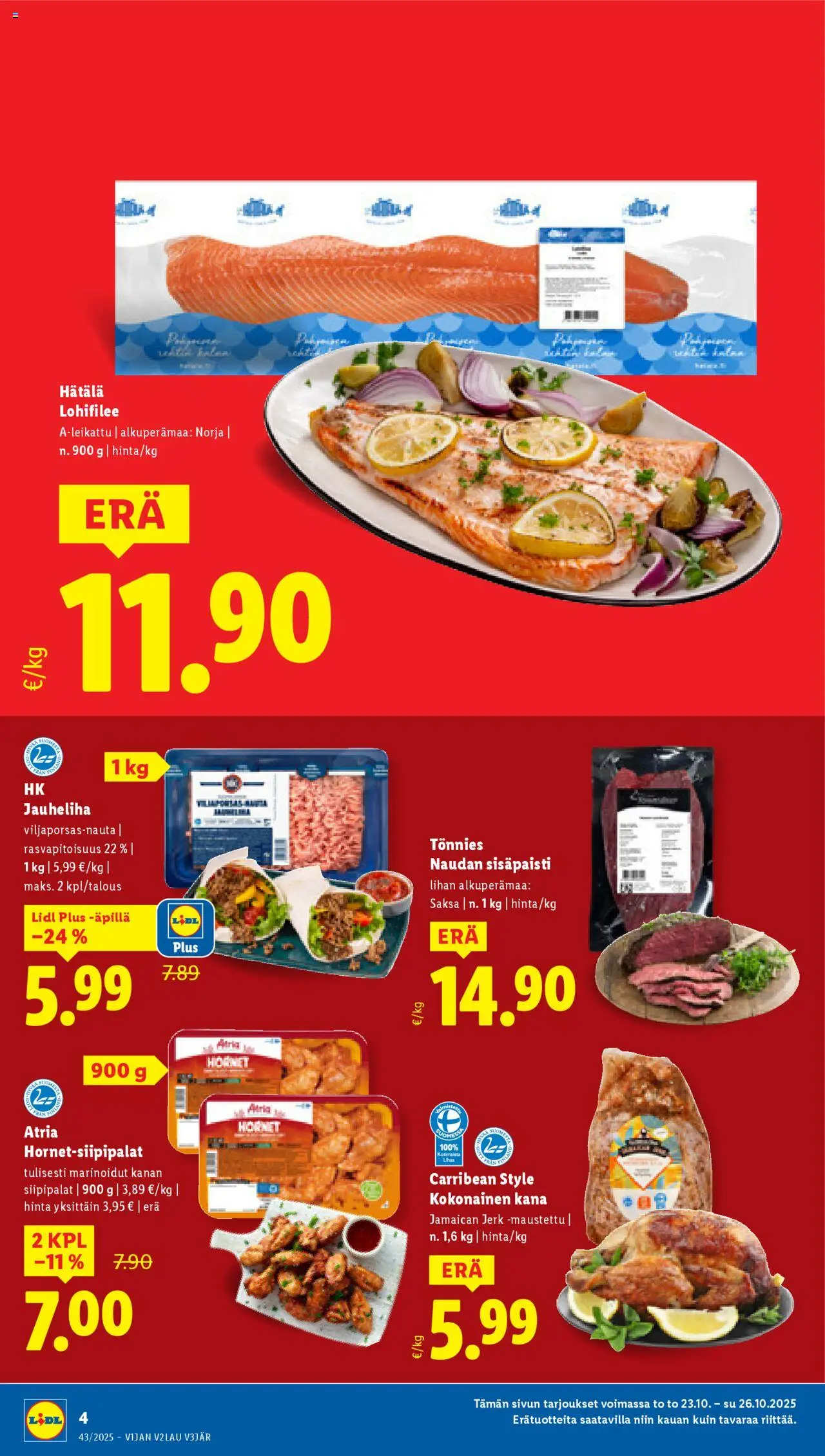Lidl tarjoukset – voimassa 23.10.2025 alkaen | Sivu: 6 | Tuotteet: Kokonainen, Jauheliha, Kana