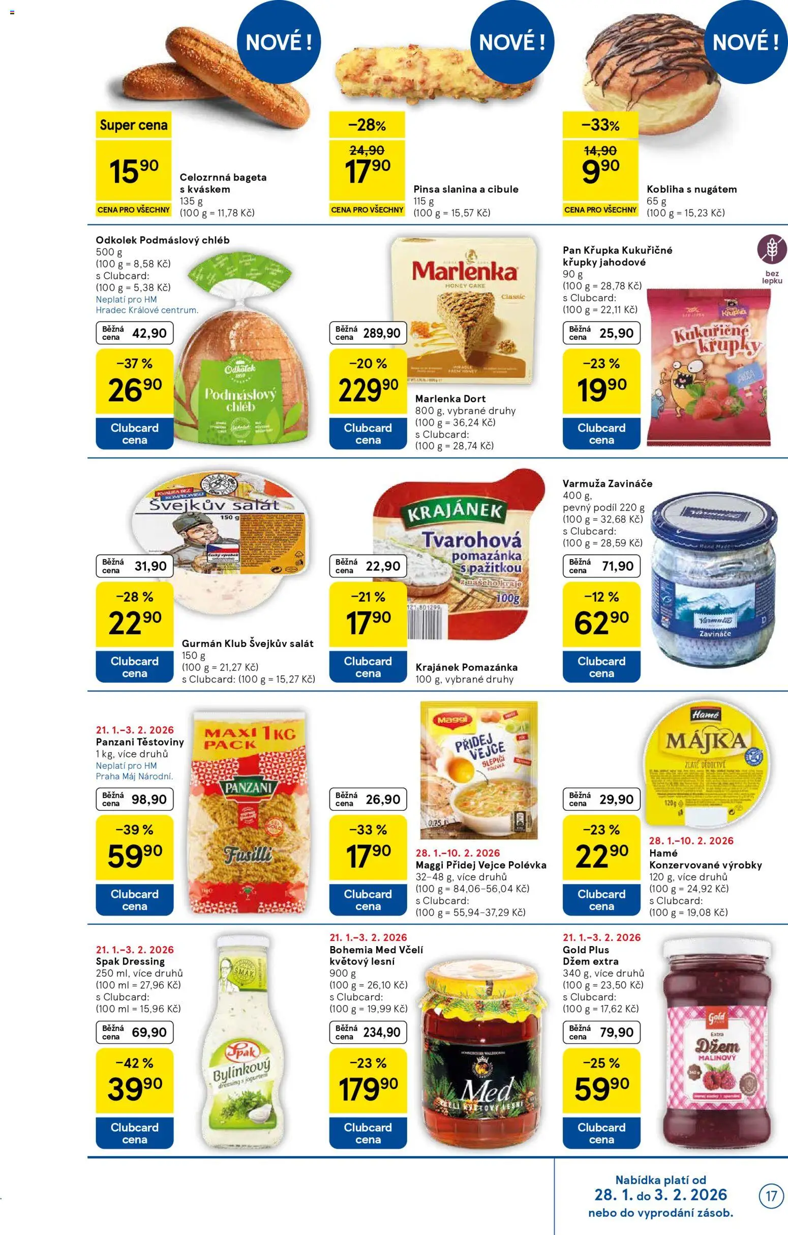 Tesco leták - Hypermarket od 28.01.2026 | Strana: 17 | Produkty: Donut, Chléb, Med, Cibule