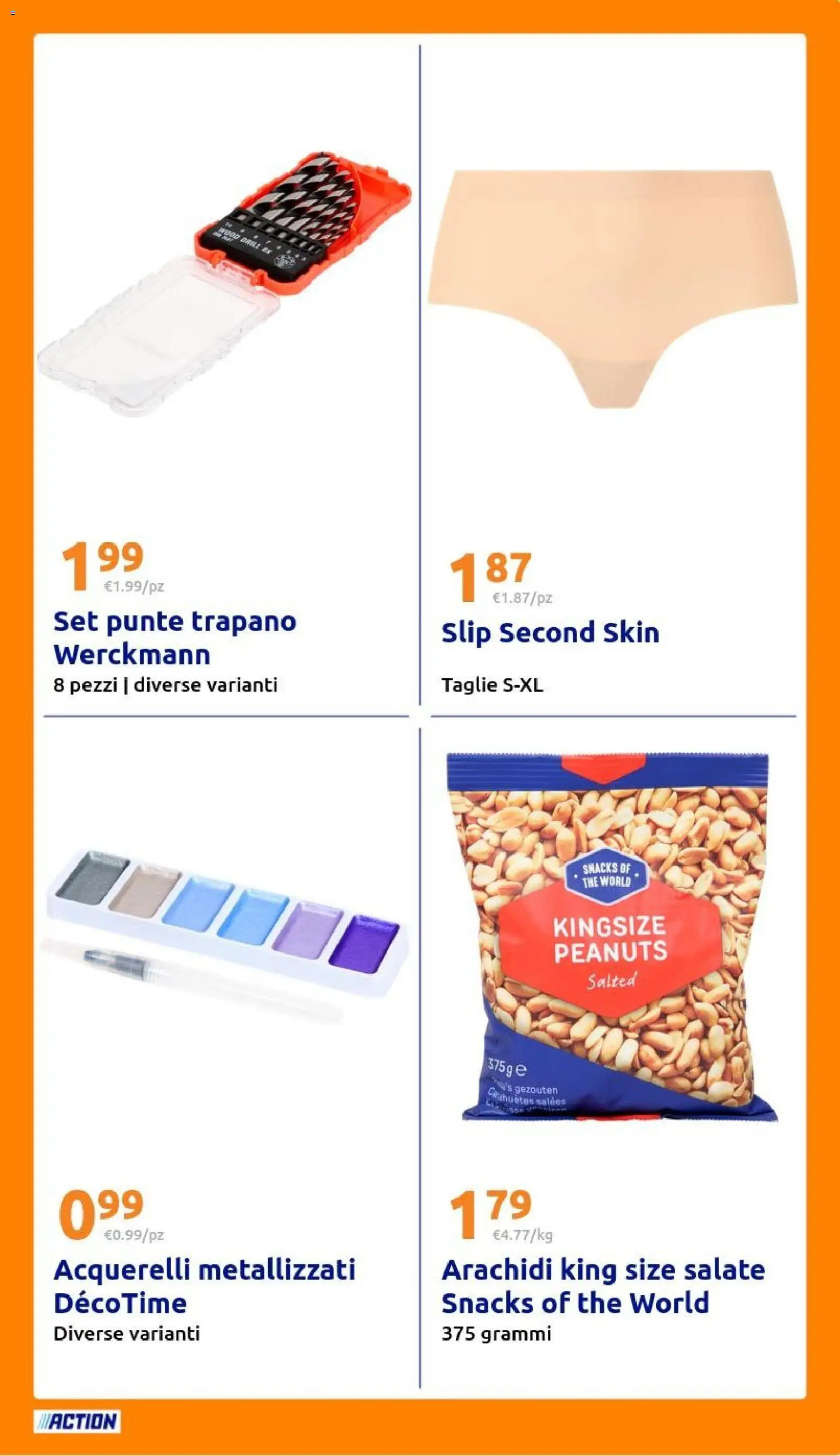 Volantino Action del 18.03.2026 | Pagina: 21 | Prodotti: Slip, The, Trapano, Arachidi