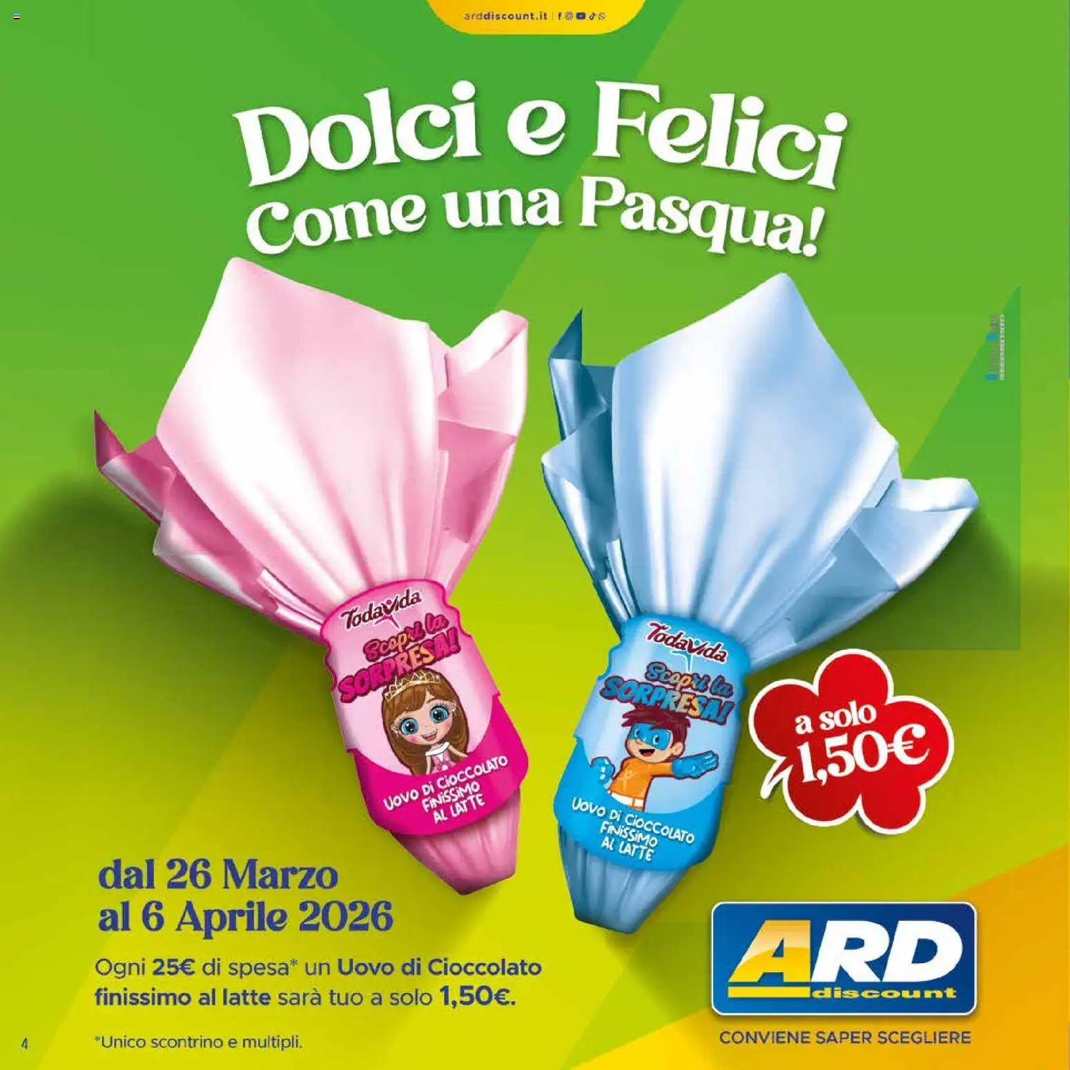 Volantino ARD Discount del 24.03.2026 | Pagina: 4 | Prodotti: Cioccolato, Latte