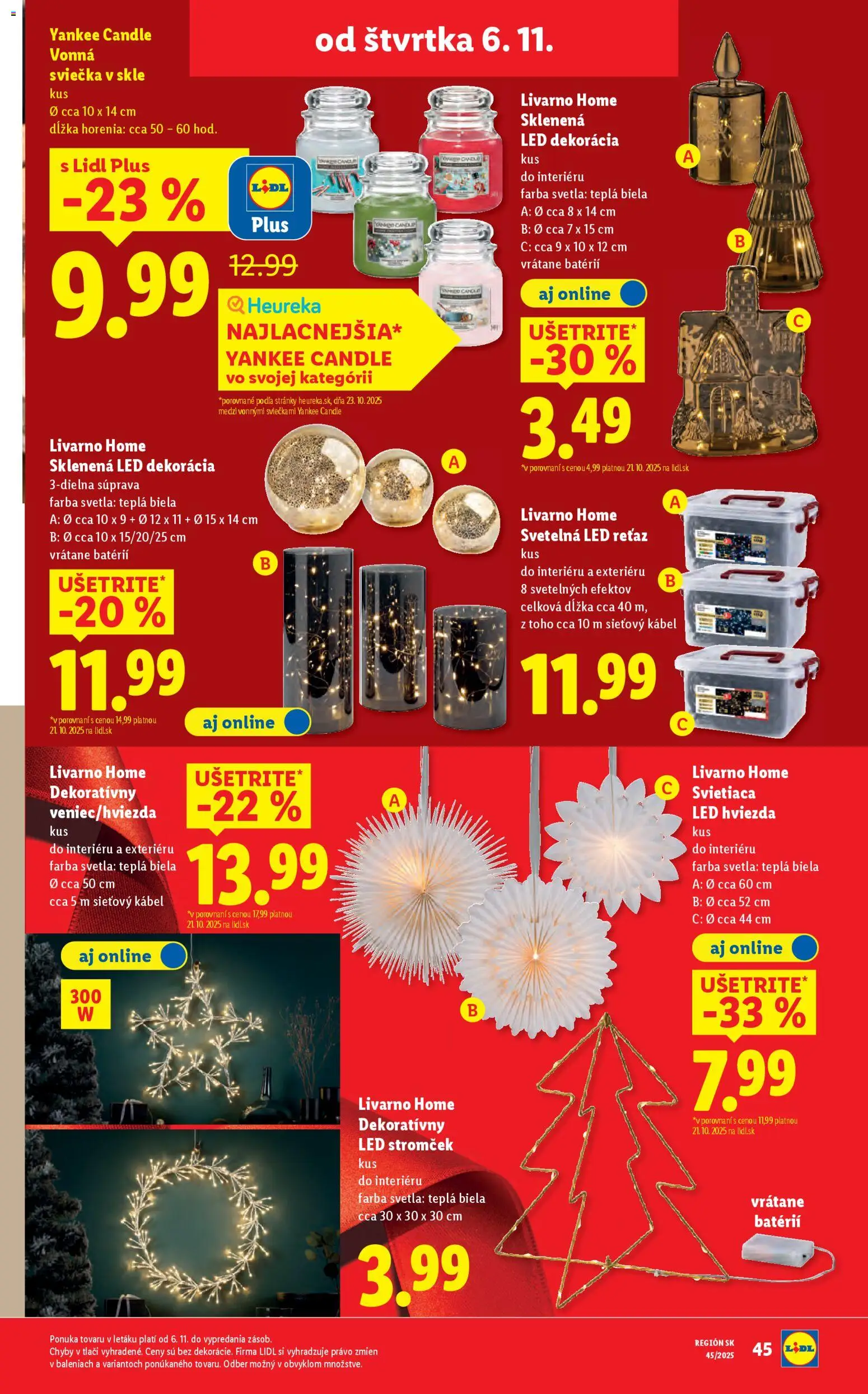 Nové Lidl akcie – leták je platný od 06.11.2025 | Strana: 30 | Produkty: Led, Yankee Candle, Kábel, Svetlá
