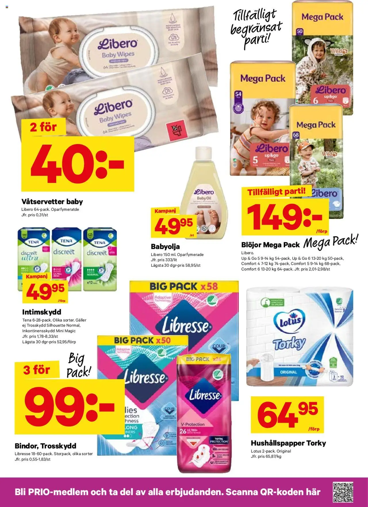 City Gross reklamblad aktuell från 18.08.2025 | Sida: 8 | Produkter: Babyolja, Hushållspapper, Galler, Blöjor