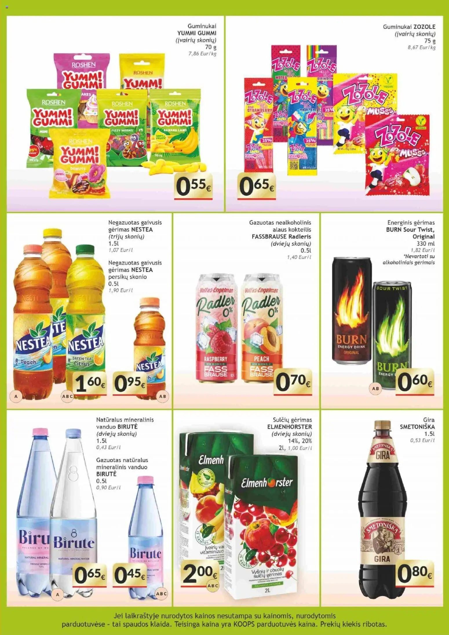 Koops akcijos nuo 31.10.2025 | Puslapis: 9 | Prekių: Gaivusis gėrimas, Energinis gėrimas, Guminukai, Mineralinis vanduo