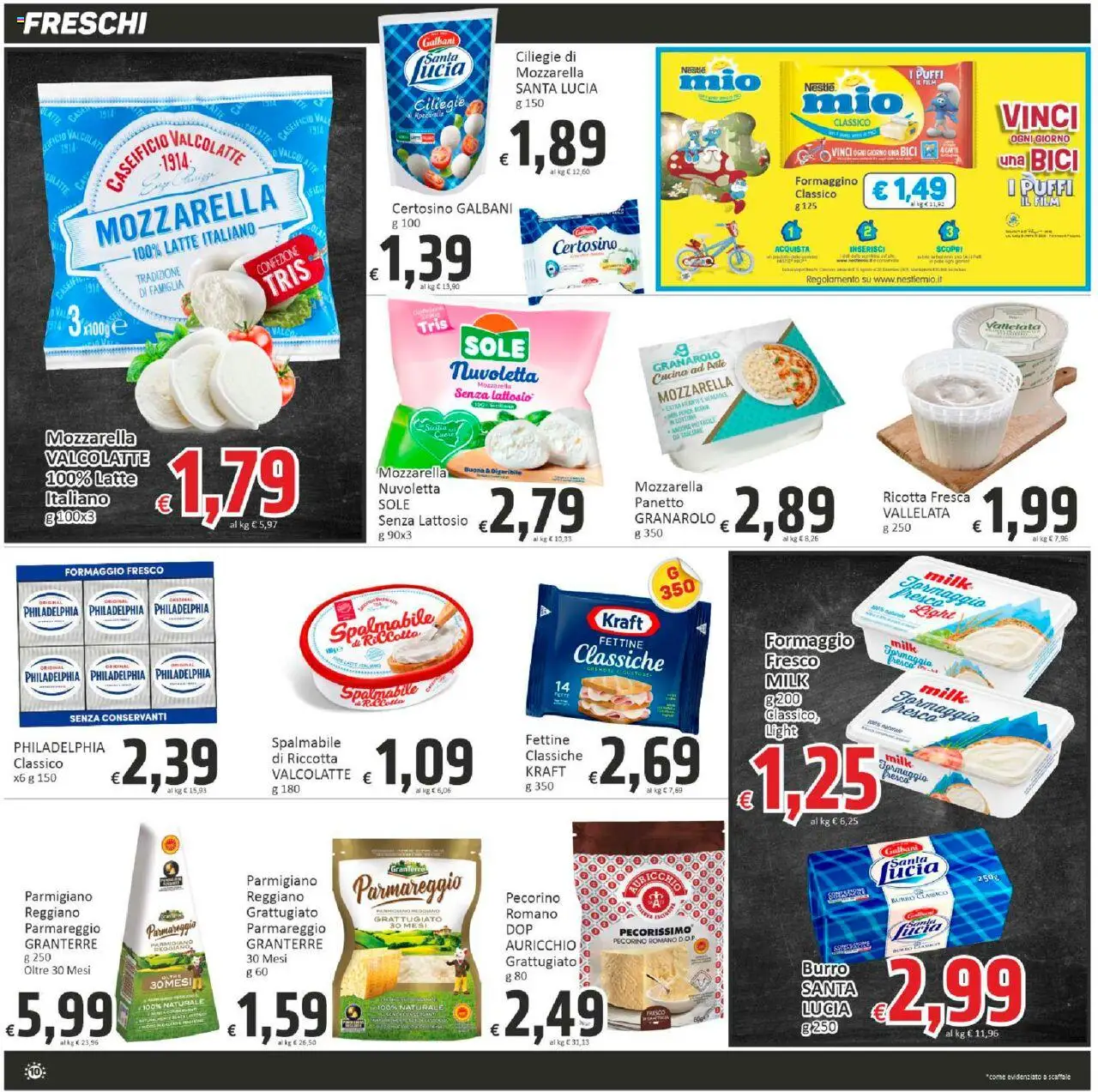Volantino Paghi Poco del 18.09.2025 | Pagina: 10 | Prodotti: Mozzarella, Latte, Parmigiano reggiano, Pecorino