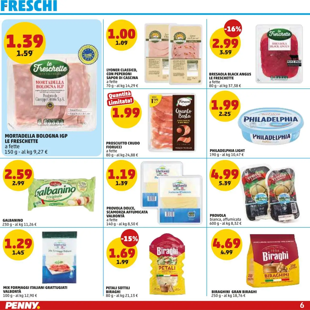 Volantino PENNY del 23.10.2025 | Pagina: 6 | Prodotti: Prosciutto Crudo, Bresaola, Prosciutto, Provola