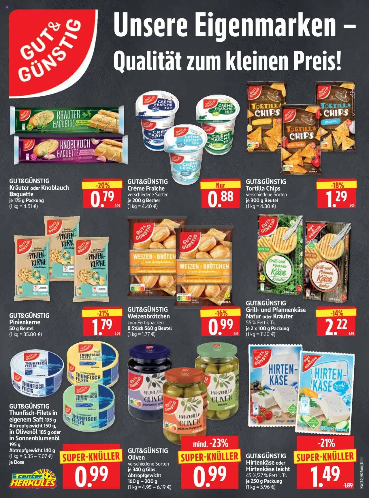 HERKULES Prospekt 	 - gültig ab dem 21.07.2025 | Seite: 8 | Produkte: Käse, Thunfisch, Sonnenblumenol, Creme