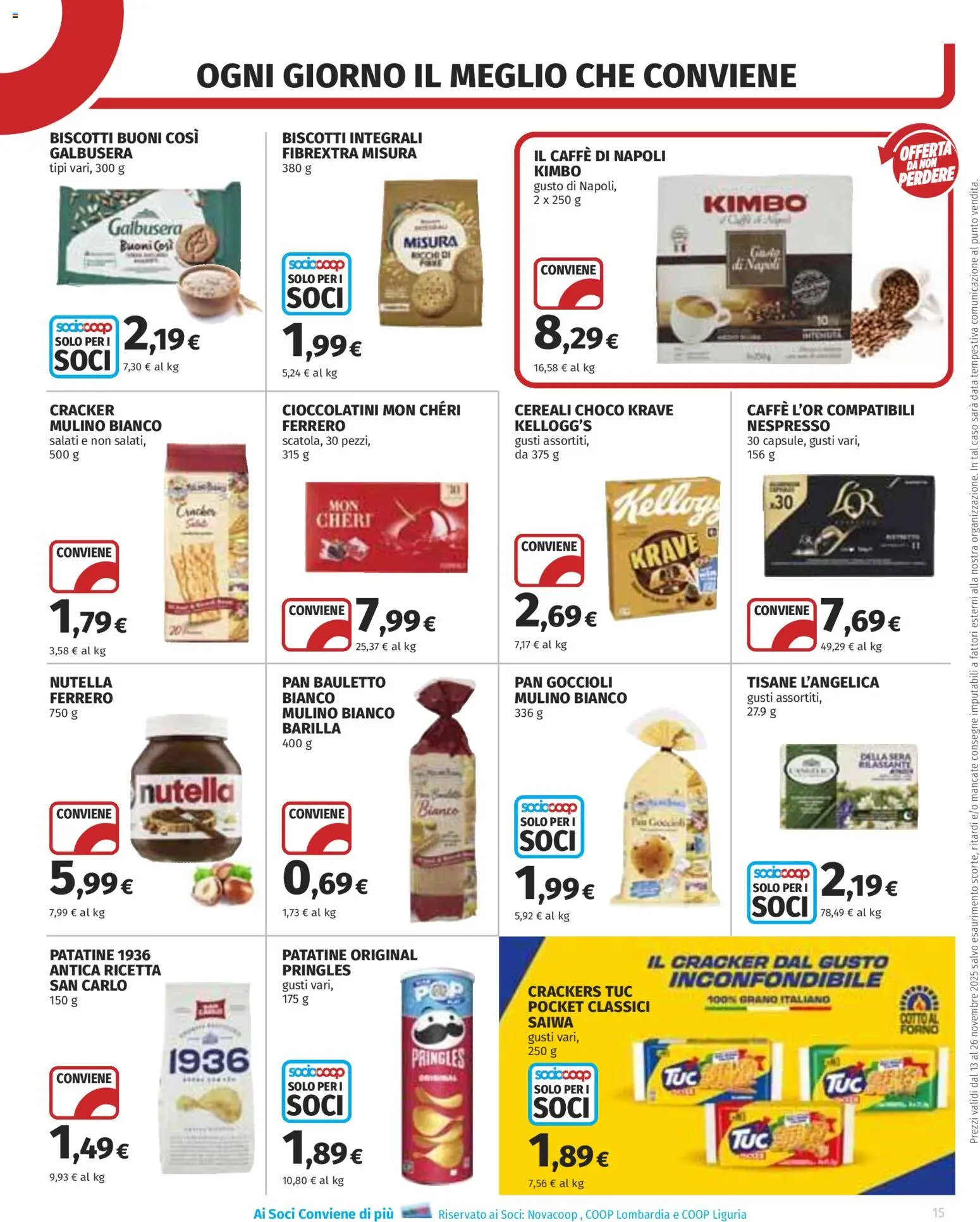 Volantino COOP del 13.11.2025 | Pagina: 15 | Prodotti: Caffè, Cereali, Biscotti, Crackers