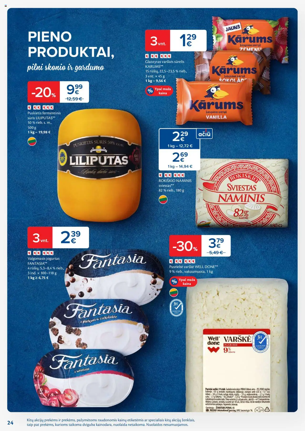 MAXIMA akcijos nuo 09.09.2025 | Puslapis: 24 | Prekių: Fermentinis sūris, Pienas, Sūris, Varškė