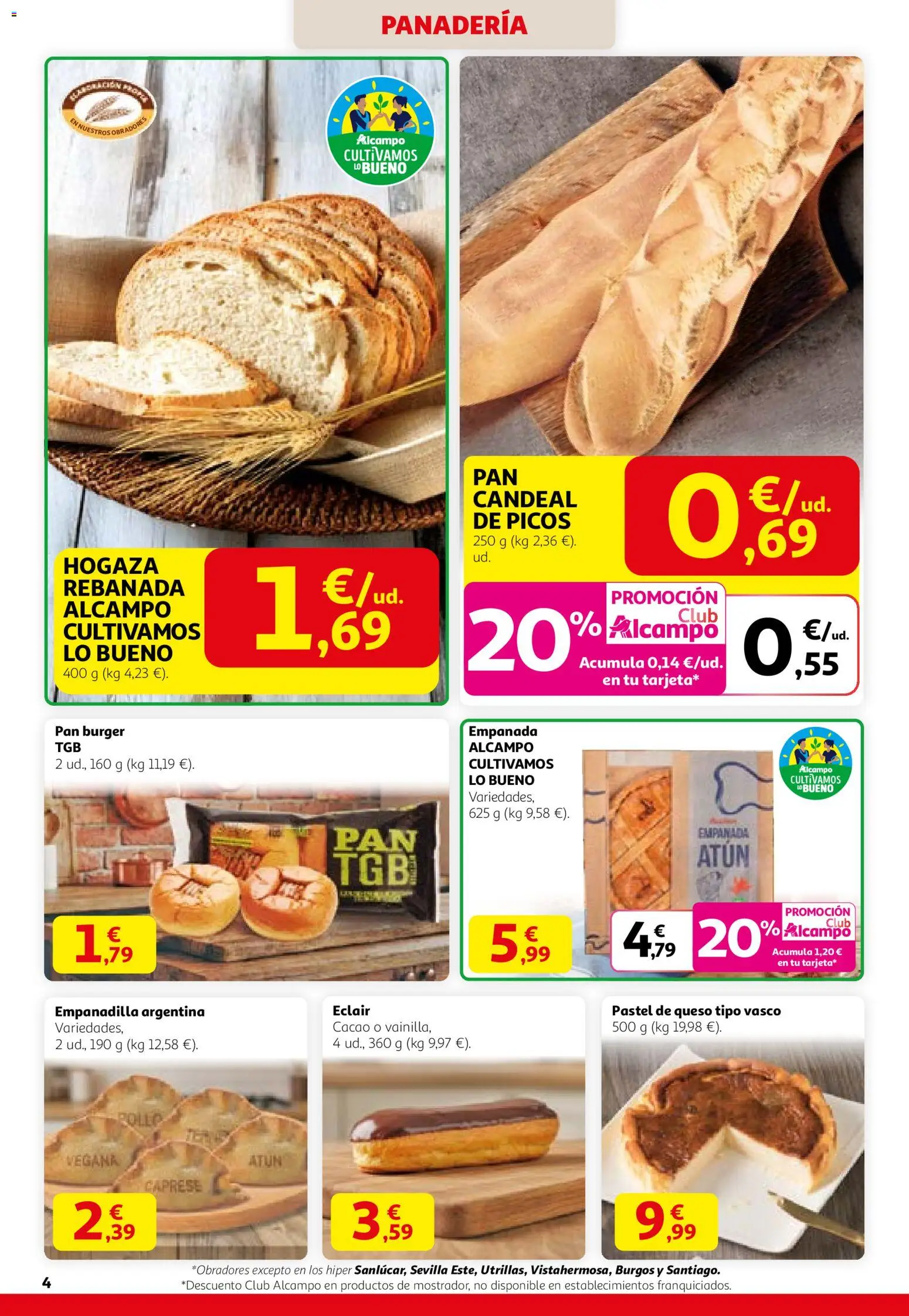 Alcampo - HG Nacional  │ válido desde el 29.01.2026 | Página: 4 | Productos: Queso, Pan, Panadería, Φρυγανιές σικάλεως