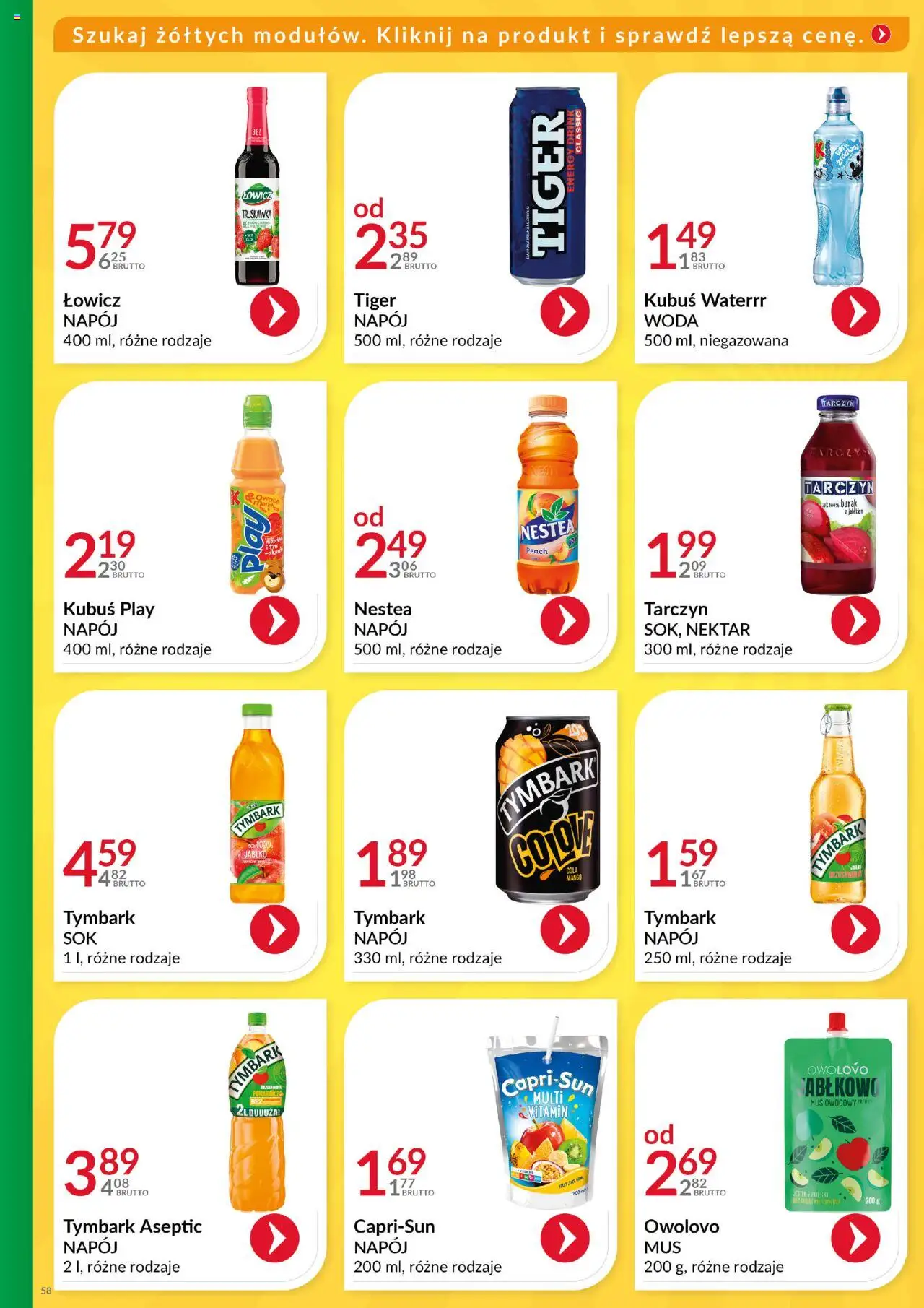 Eurocash Gazetka - Katalog Artykułów Spożywczych od 01.06.2025 | Strona: 58 | Produkty: Burak, Brzoskwinia, Woda