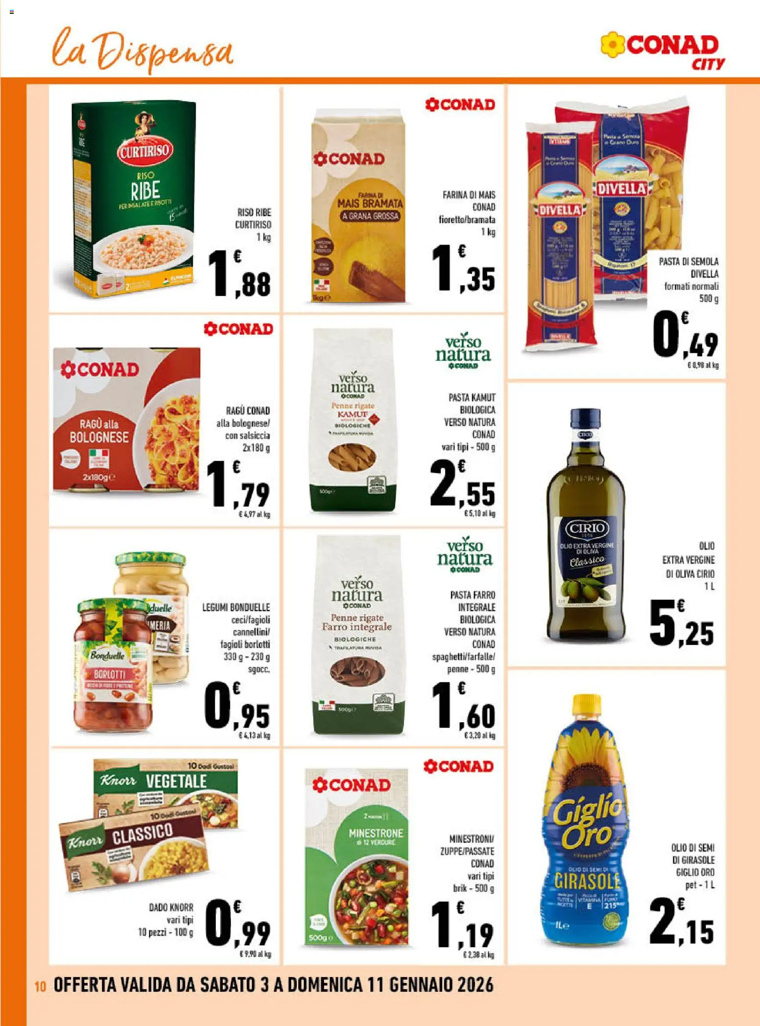 Volantino Conad del 03.01.2026 | Pagina: 10 | Prodotti: Minestrone, Riso, Pasta, Ragú