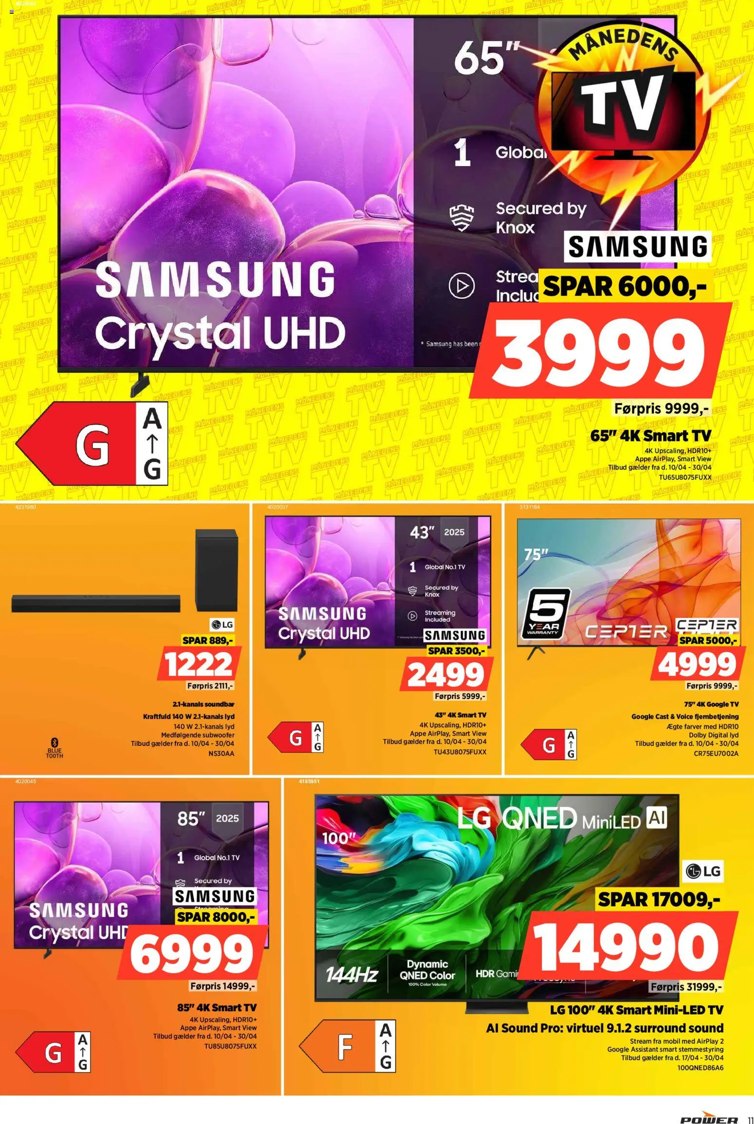 Power tilbudsavis – gyldig fra 24.04.2026 | Side: 11 | Produkter: Soundbar, Smart TV, TV, Lyd