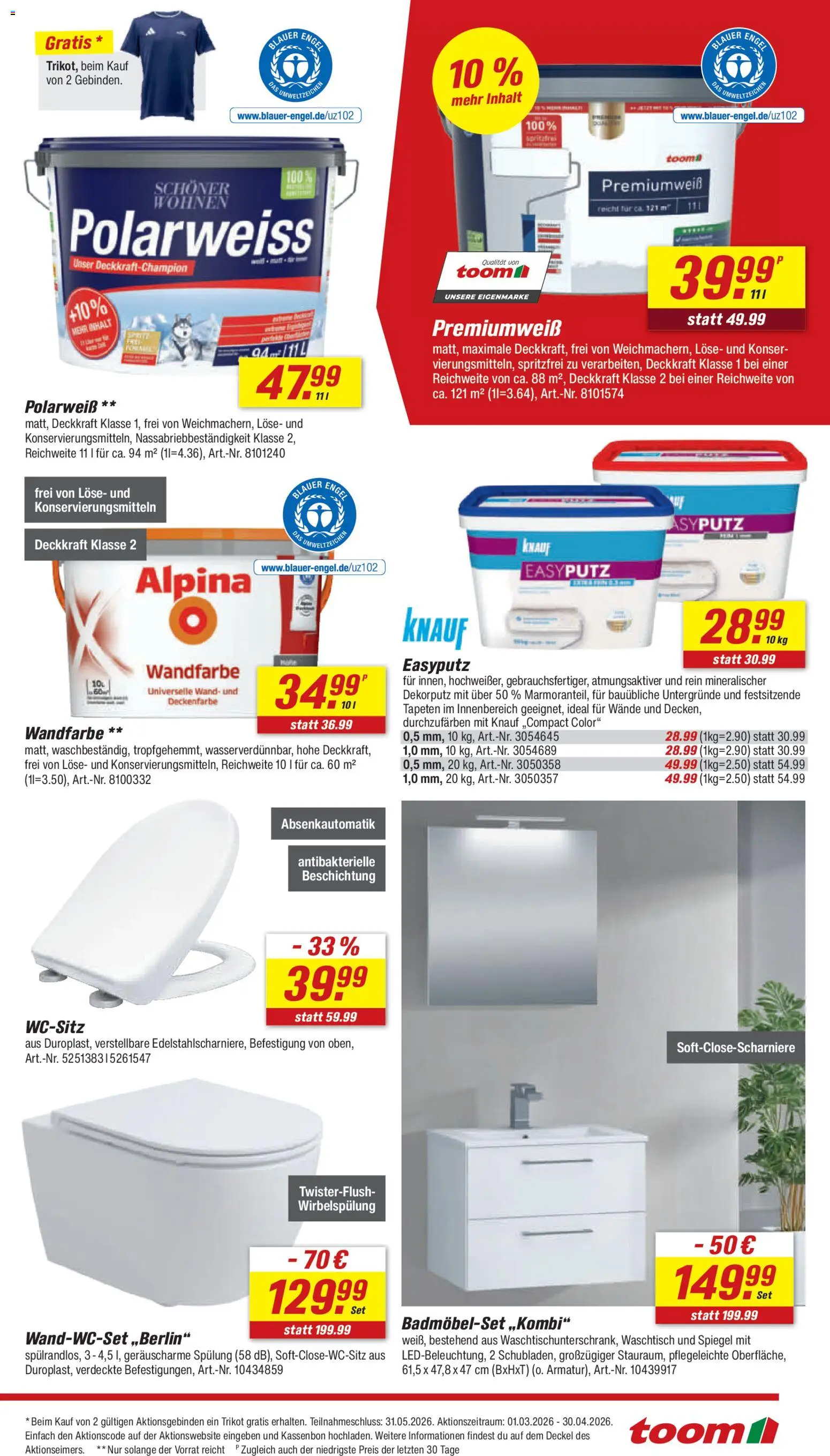 Toom Baumarkt Prospekt 	 – gültig ab 28.02.2026 | Seite: 11 | Produkte: Spiegel, Waschtisch, Spülung, Wandfarbe
