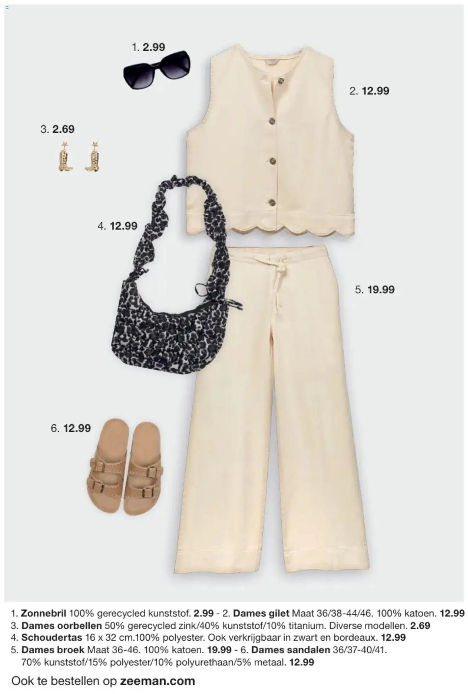 {H1} | Pagina: 2 | Producten: Sandalen, Zonnebril, Oorbellen, Broek