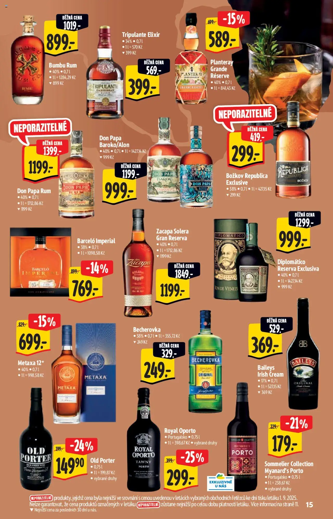Albert katalog - Hypermarket od 10.09.2025 | Strana: 15 | Produkty: Old porter, Metaxa, Bumbu Rum, Becherovka