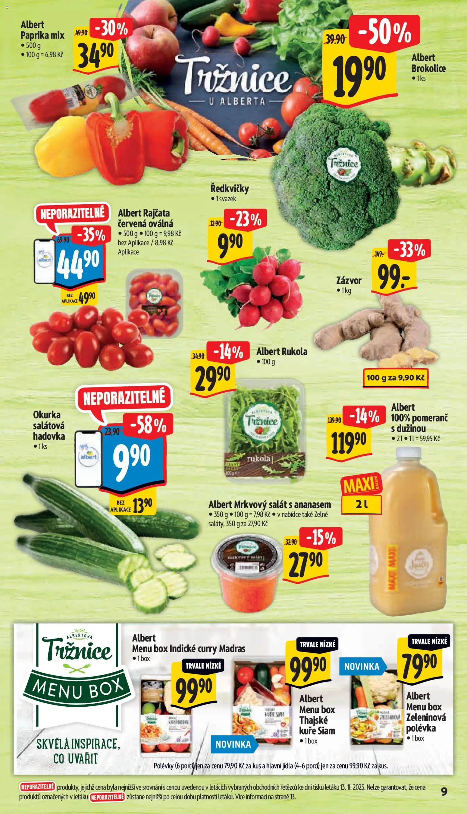 Albert leták - Supermarket od 19.11.2025 | Strana: 16 | Produkty: Rajčata, Rukola, Zázvor, Ředkvičky