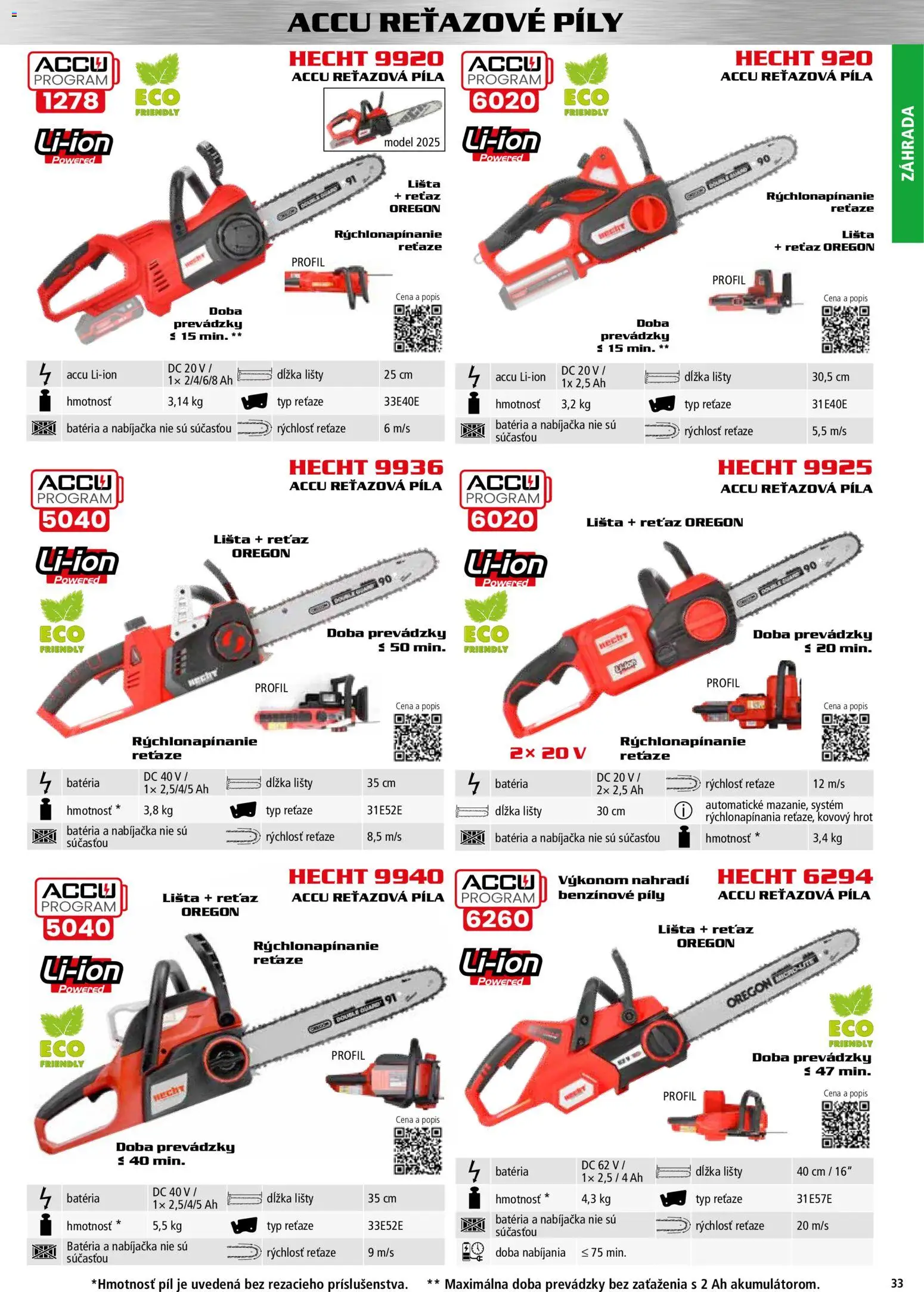 Nové Hecht akcie – leták je platný od 30.10.2025 | Strana: 33 | Produkty: Reťazová píla, Píla, Nabíjačka