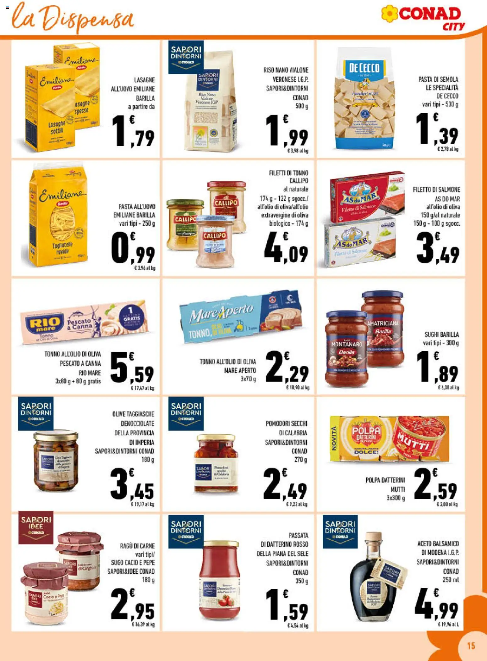 Volantino Conad del 10.12.2025 | Pagina: 15 | Prodotti: Riso, Ragú, Aceto, Pomodori secchi