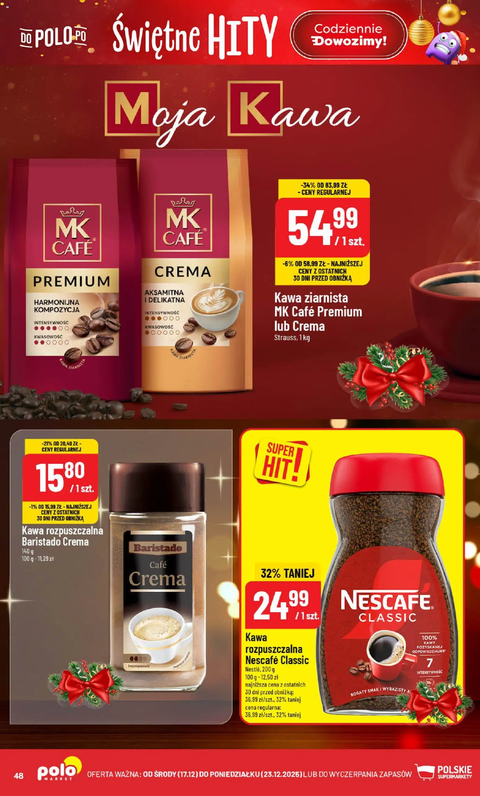 POLOmarket Gazetka od 17.12.2025 | Strona: 48 | Produkty: Nescafe, Kawa ziarnista, Kawa rozpuszczalna, Kawa