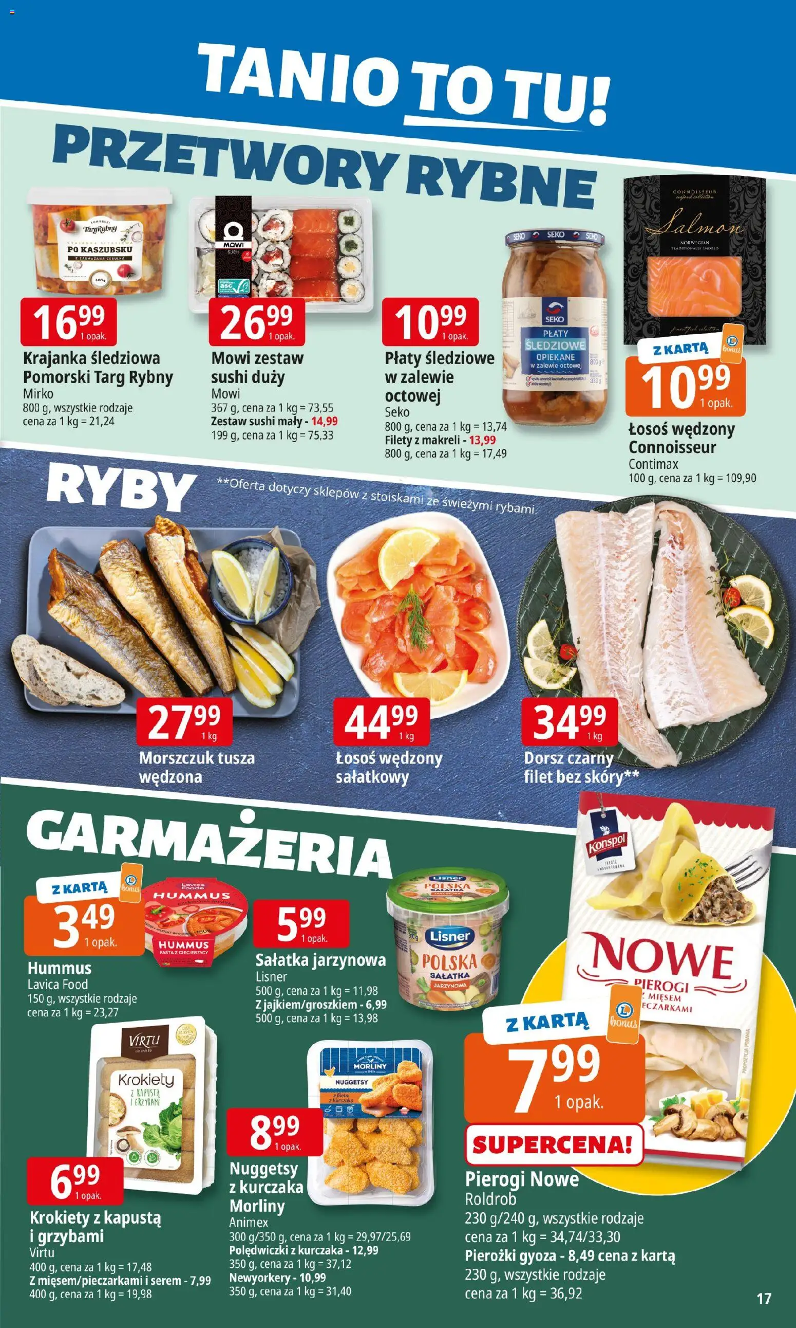 E.Leclerc Gazetka od 07.01.2026 | Strona: 17 | Produkty: Kapusta, Pierogi, Łosoś, Sałatka