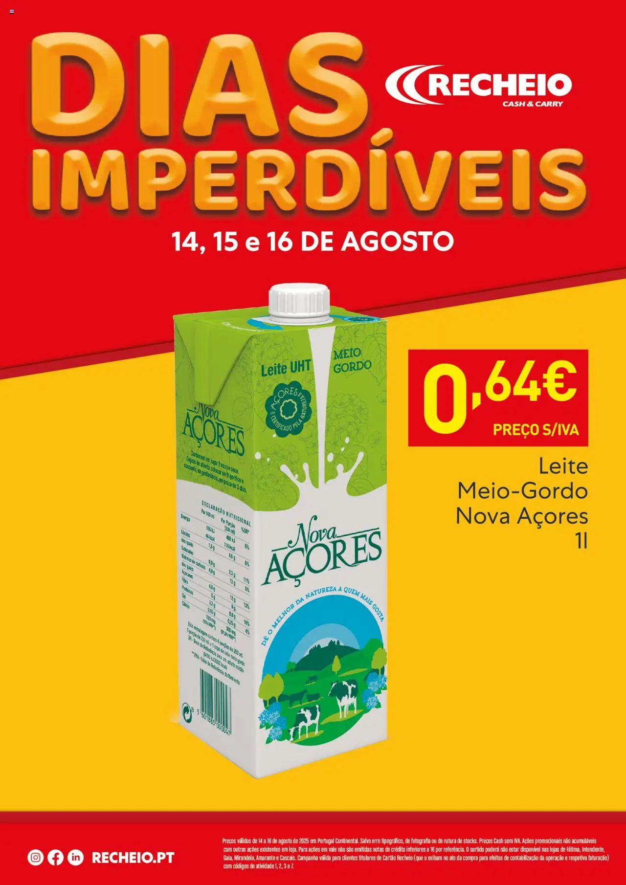 Recheio - Dias Imperdíveis │ válido de 14.08.2025 | Página: 3 | Produtos: Frigorífico, Leite